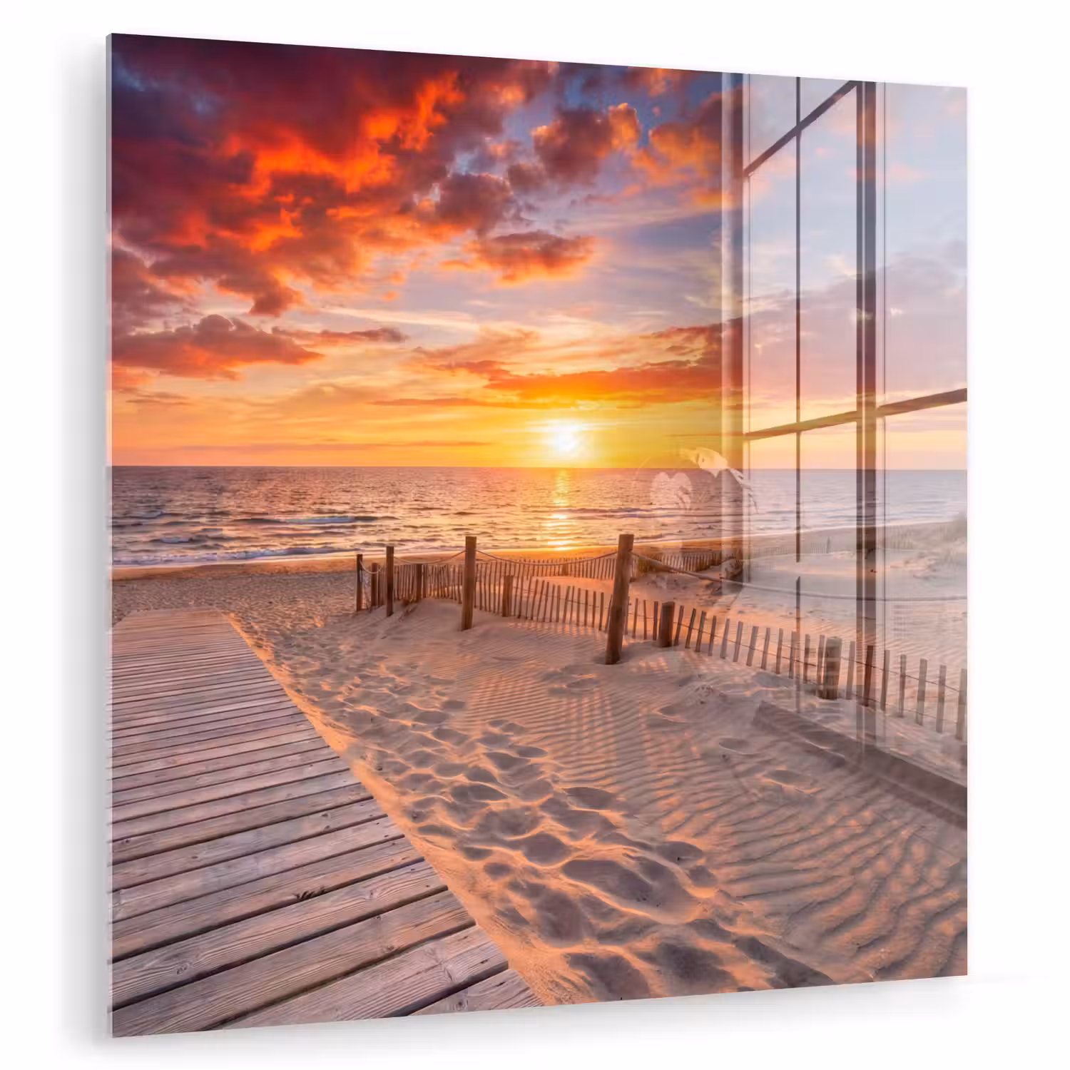 Strand - Zonsondergang - Zee - Natuur - Oranje plexiglas 5mm klein -zzzproduct_nieuw