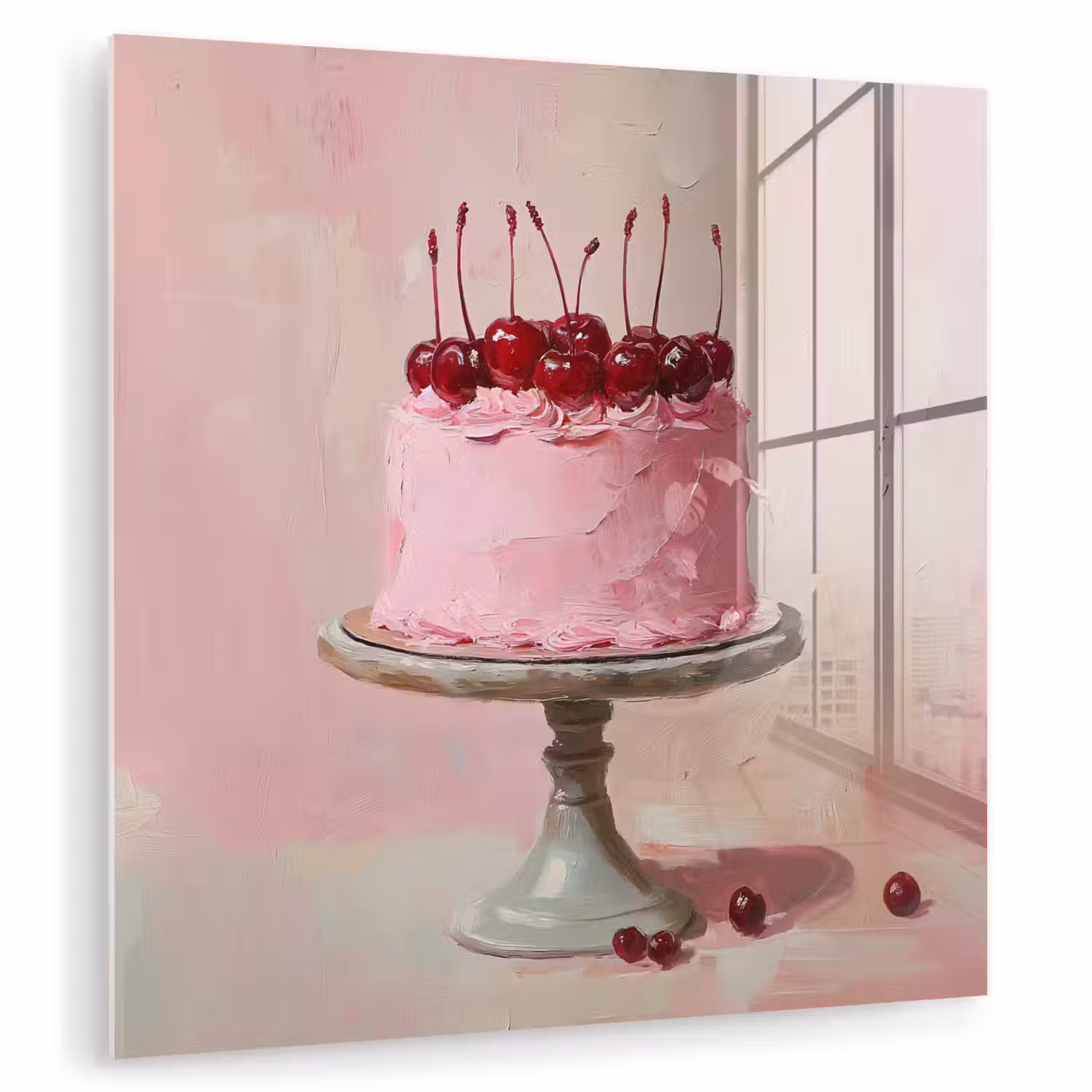 Taart - Pink - Cherry plexiglas 5mm klein -zzzproduct_nieuw