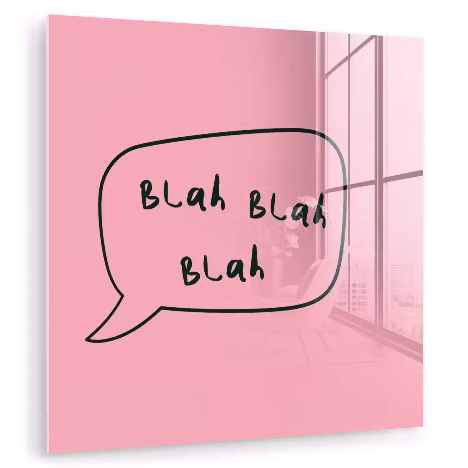 Tekstwolkje - BLAH BLAH BLAH - Roze plexiglas 5mm klein -zzzproduct_nieuw
