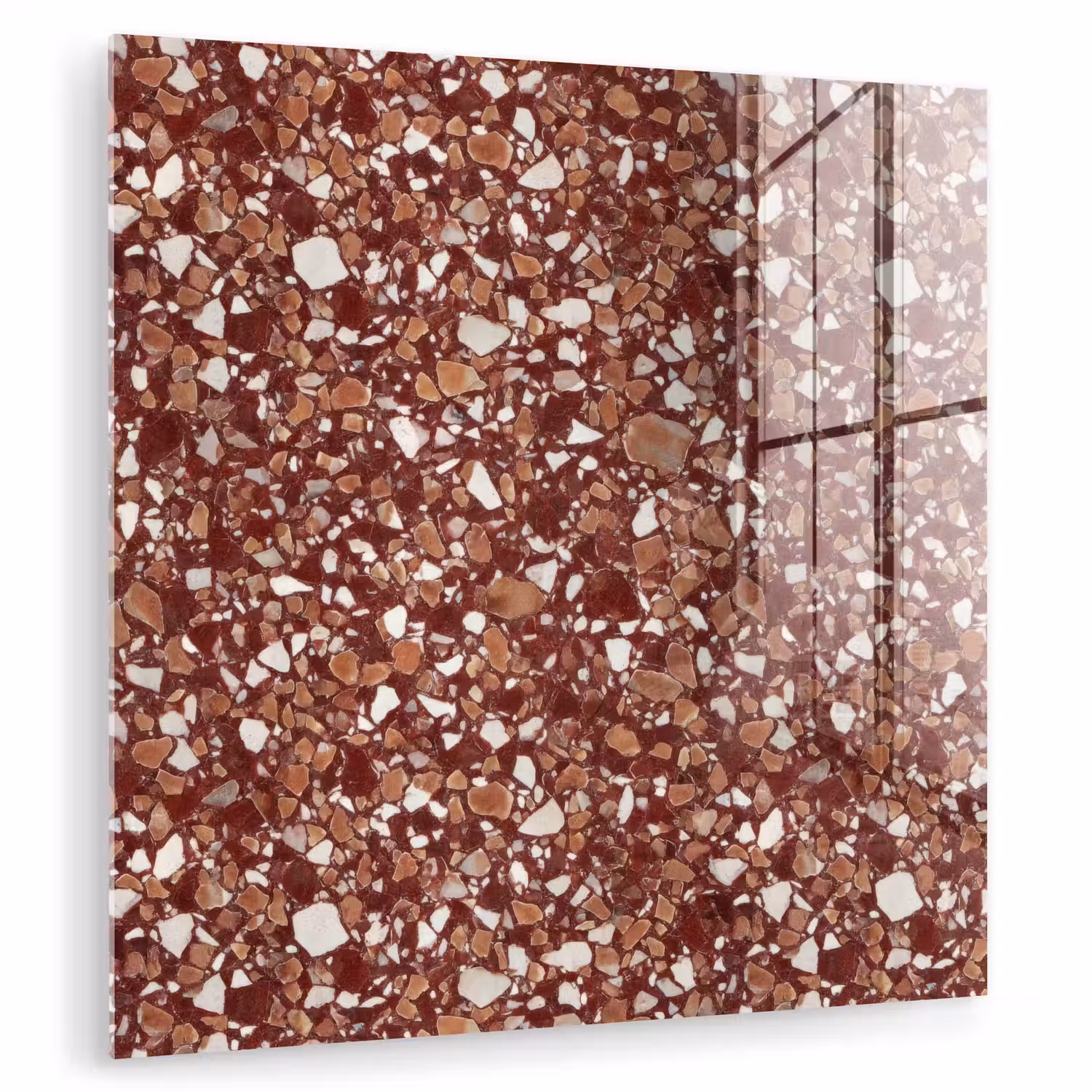 Terrazzo - Patroon - Steentextuur - Roodbruin plexiglas 5mm klein 11 -zzzproduct_nieuw