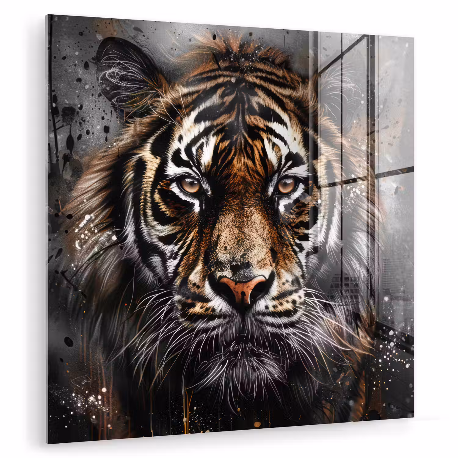 Tijger - Dieren - Portret - Luxe - Zwart plexiglas 5mm klein -zzzproduct_nieuw
