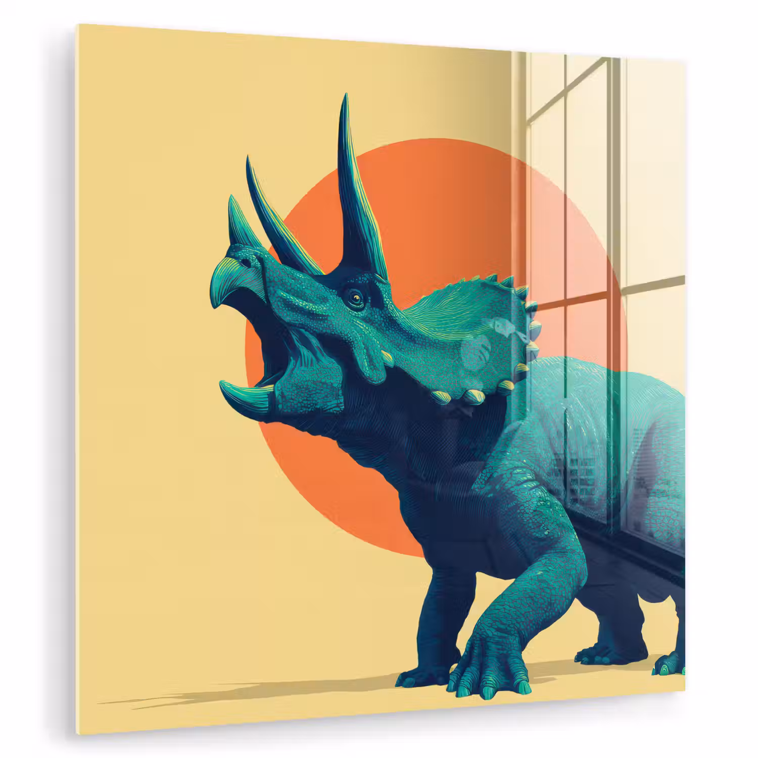 Triceratops - Cirkel - Oranje - Hoorns plexiglas 5mm klein -zzzproduct_nieuw