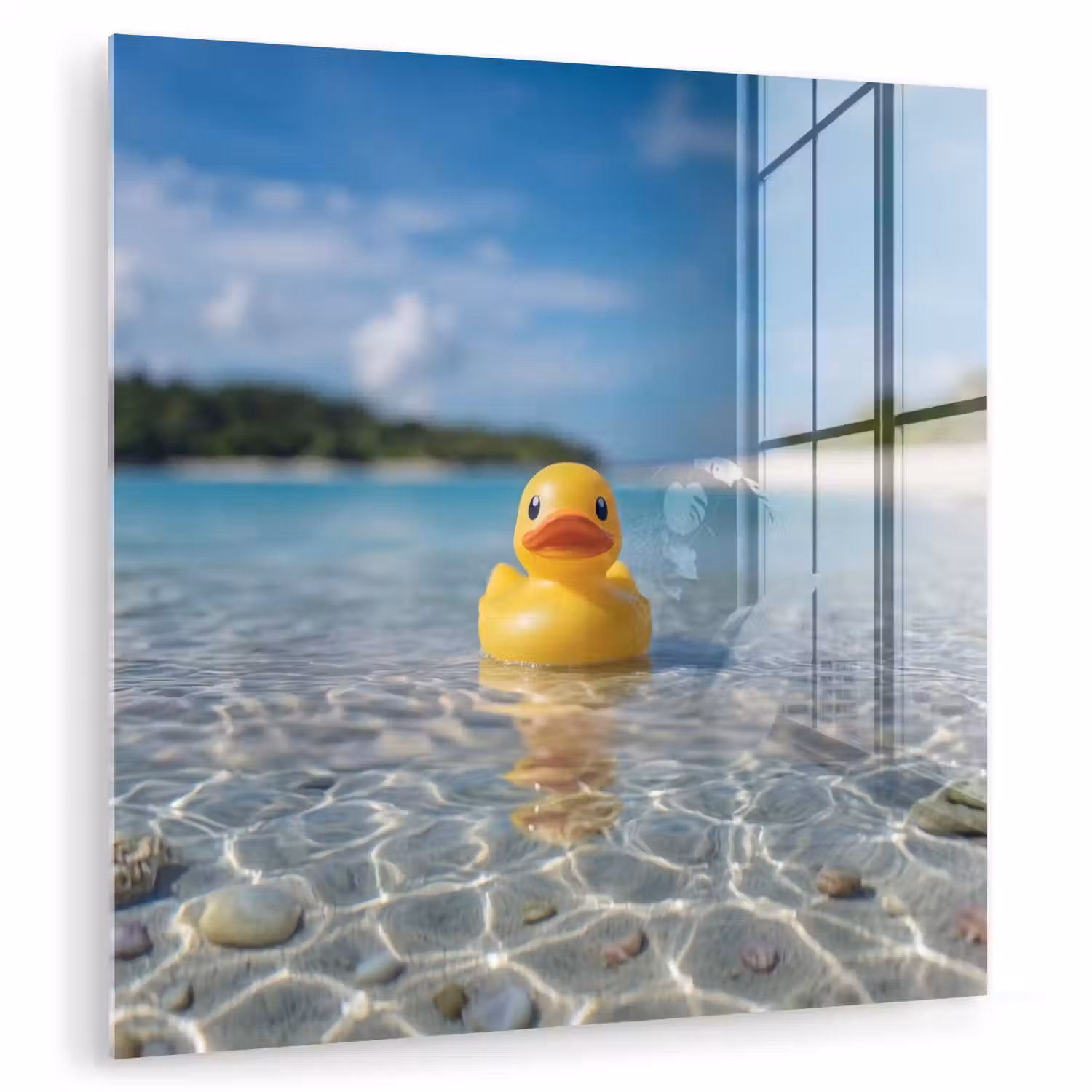Tropisch - Badeend - geel plexiglas 5mm klein -zzzproduct_nieuw