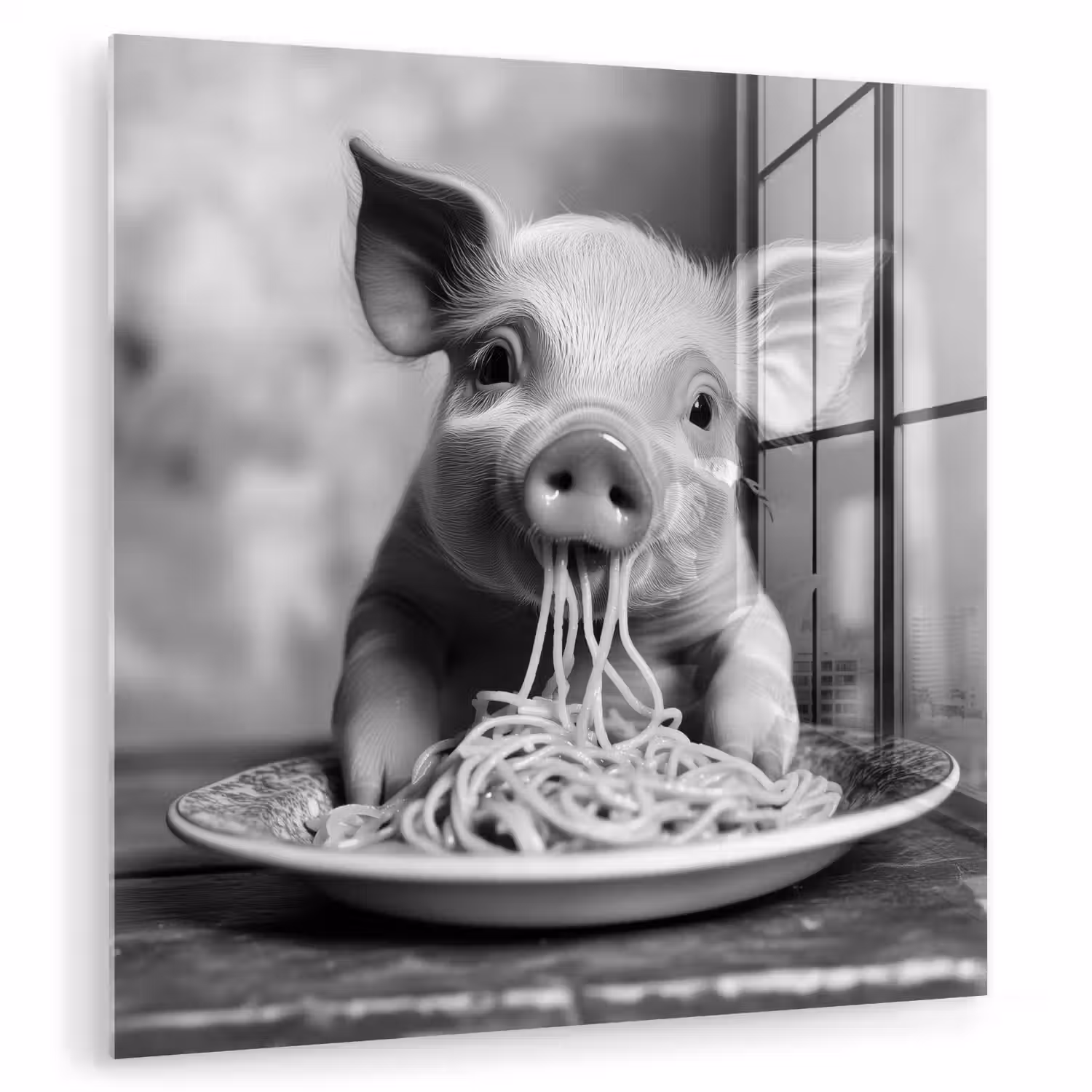 Varken - Schattig - Spaghetti - Zwart wit - Dier plexiglas 5mm klein -zzzproduct_nieuw