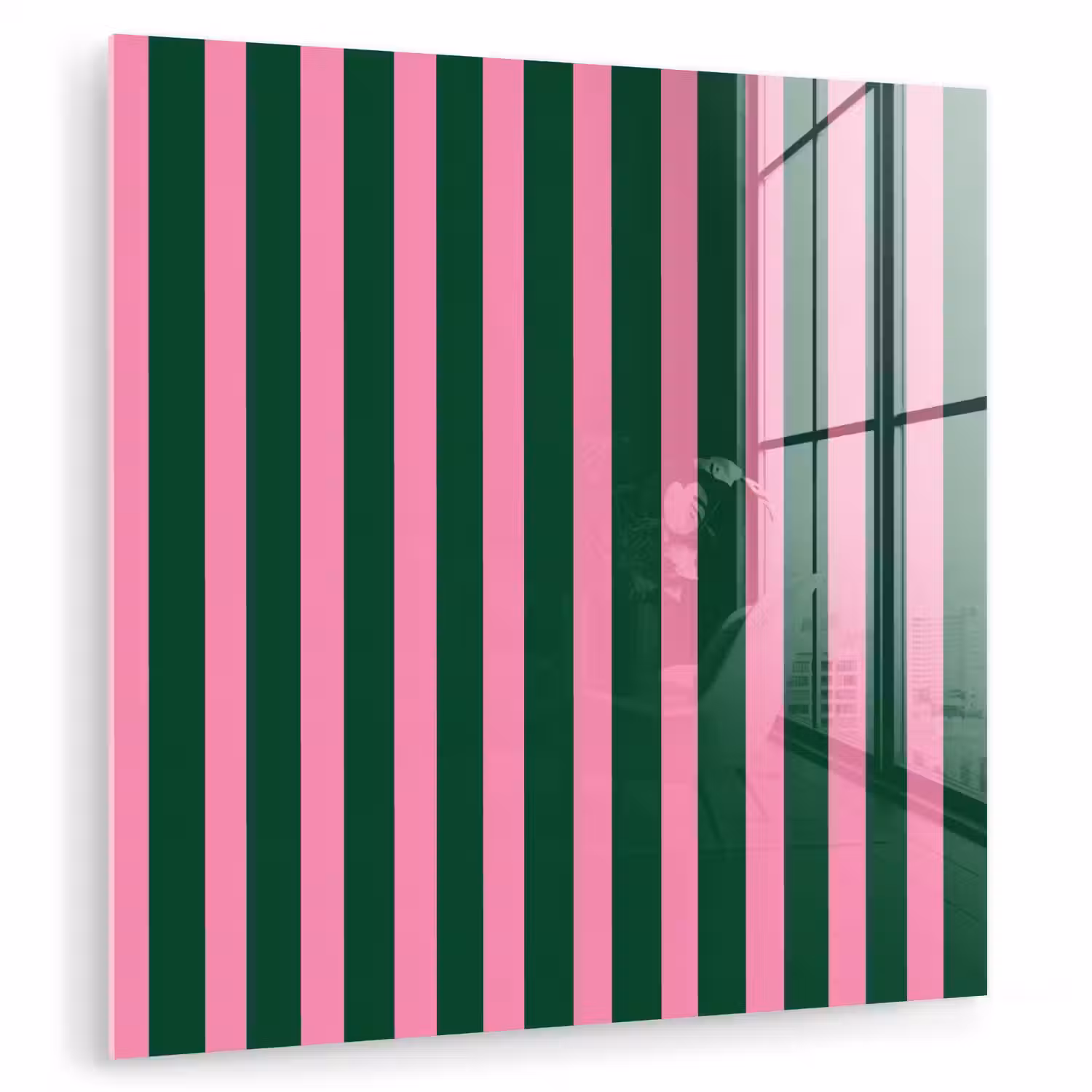 Verticale strepen - Groen - Roze plexiglas 5mm klein 11 -zzzproduct_nieuw