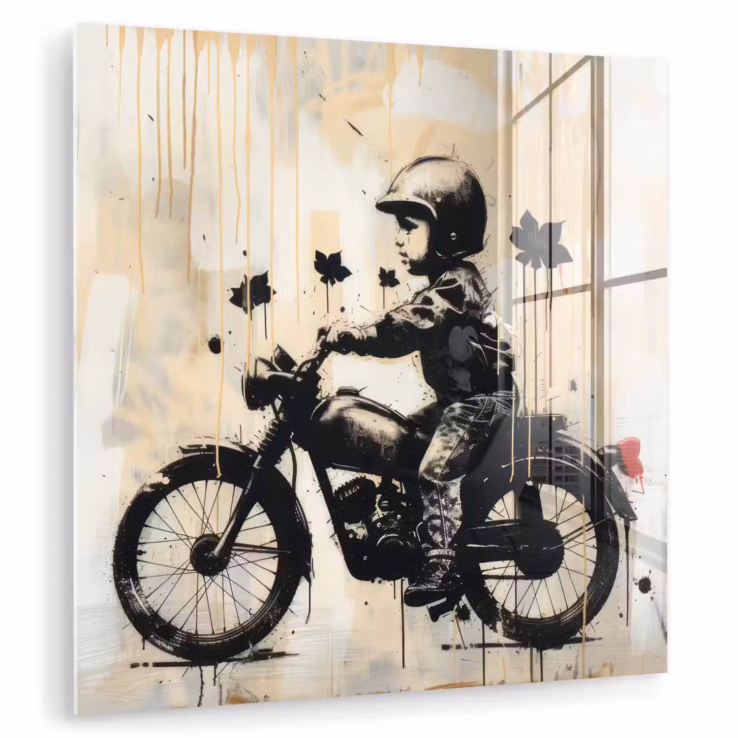 Vintage - Street art - Motor - Jongen - Graffiti - Zwart - Banksy plexiglas 5mm klein -zzzproduct_nieuw