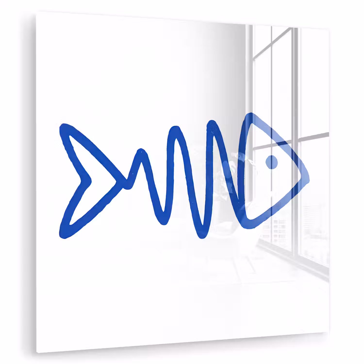 Vis - Minimalistisch - Blauw - Lijn plexiglas 5mm klein -zzzproduct_nieuw