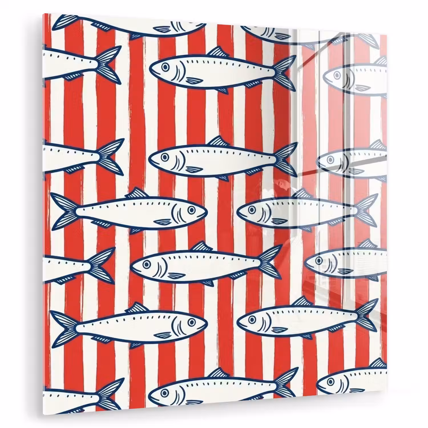 Vis - Patroon - Strepen - Illustratie - Rood plexiglas 5mm klein -zzzproduct_nieuw