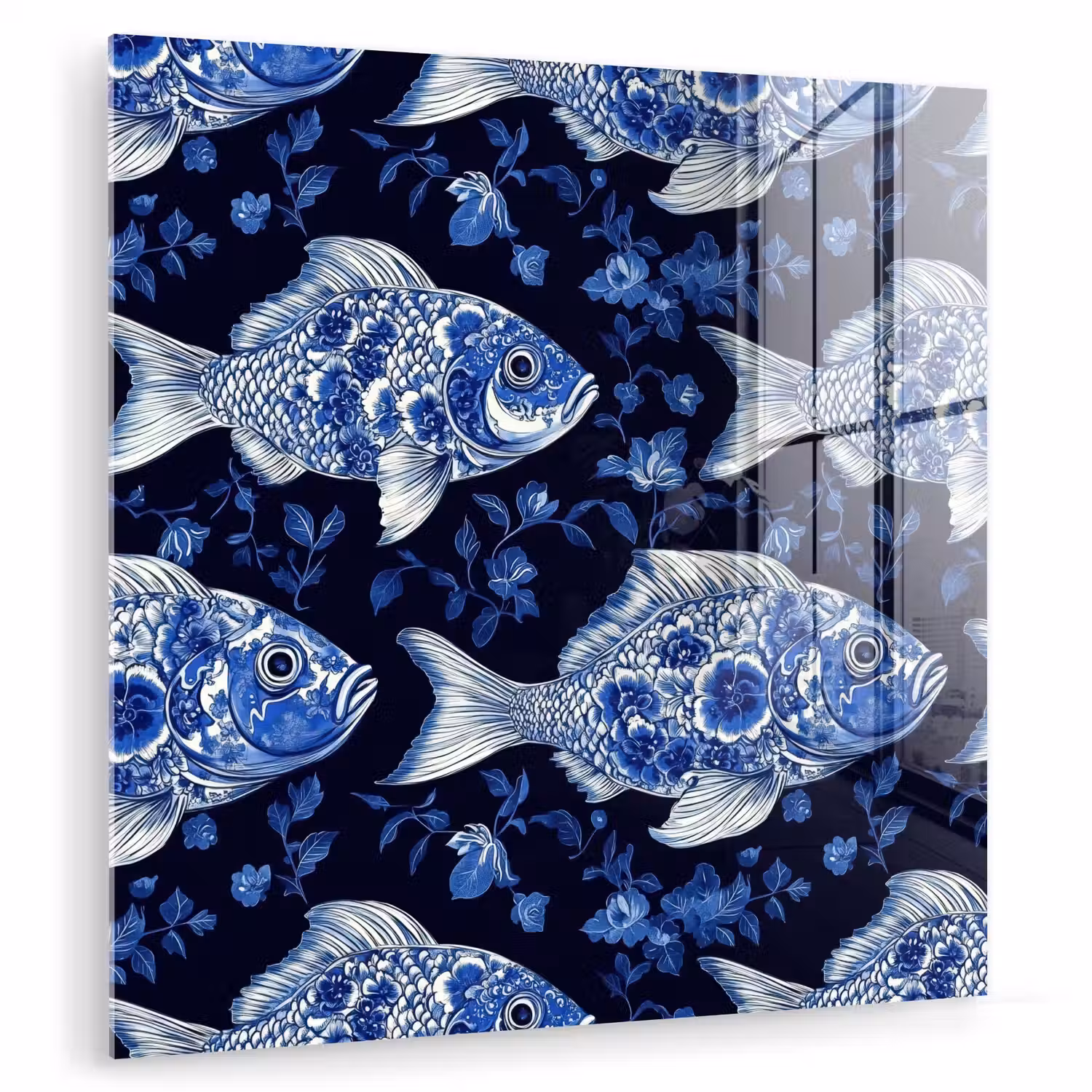 Vissen - Bloemen - Blauw plexiglas 5mm klein 11 -zzzproduct_nieuw