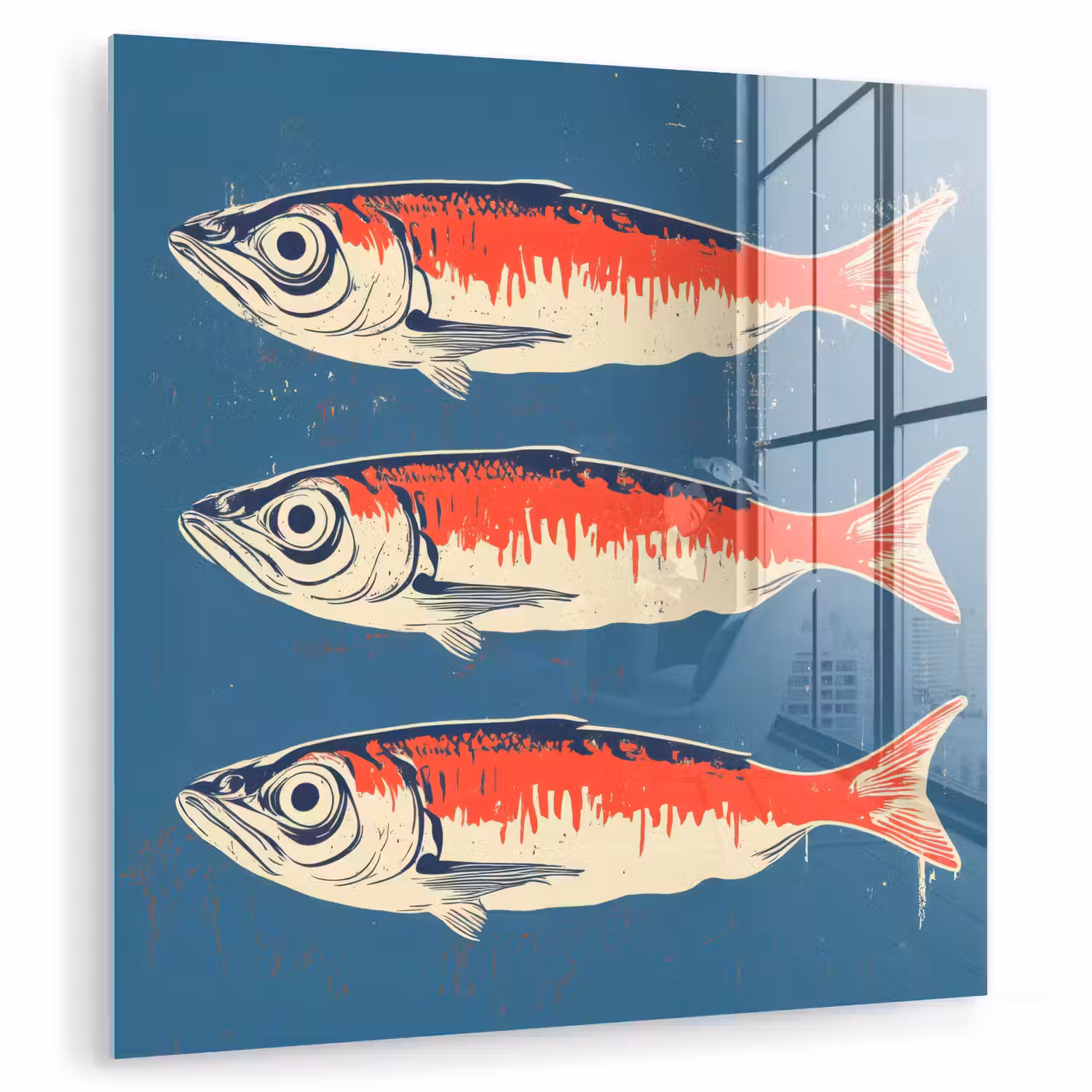 Vissen - Rood - Blauw plexiglas 5mm klein -zzzproduct_nieuw