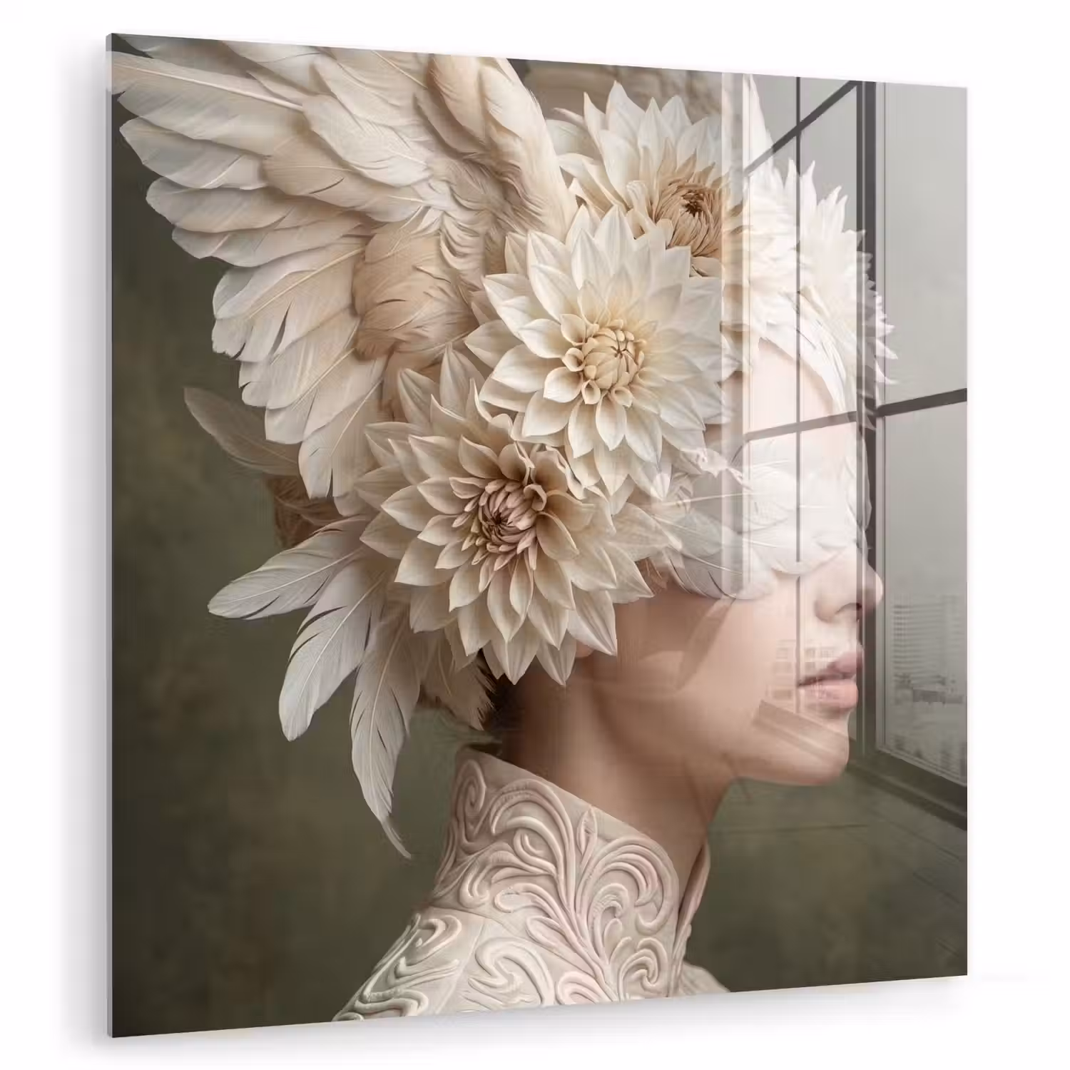 Vleugels - Vrouw - Wit plexiglas 5mm klein -zzzproduct_nieuw