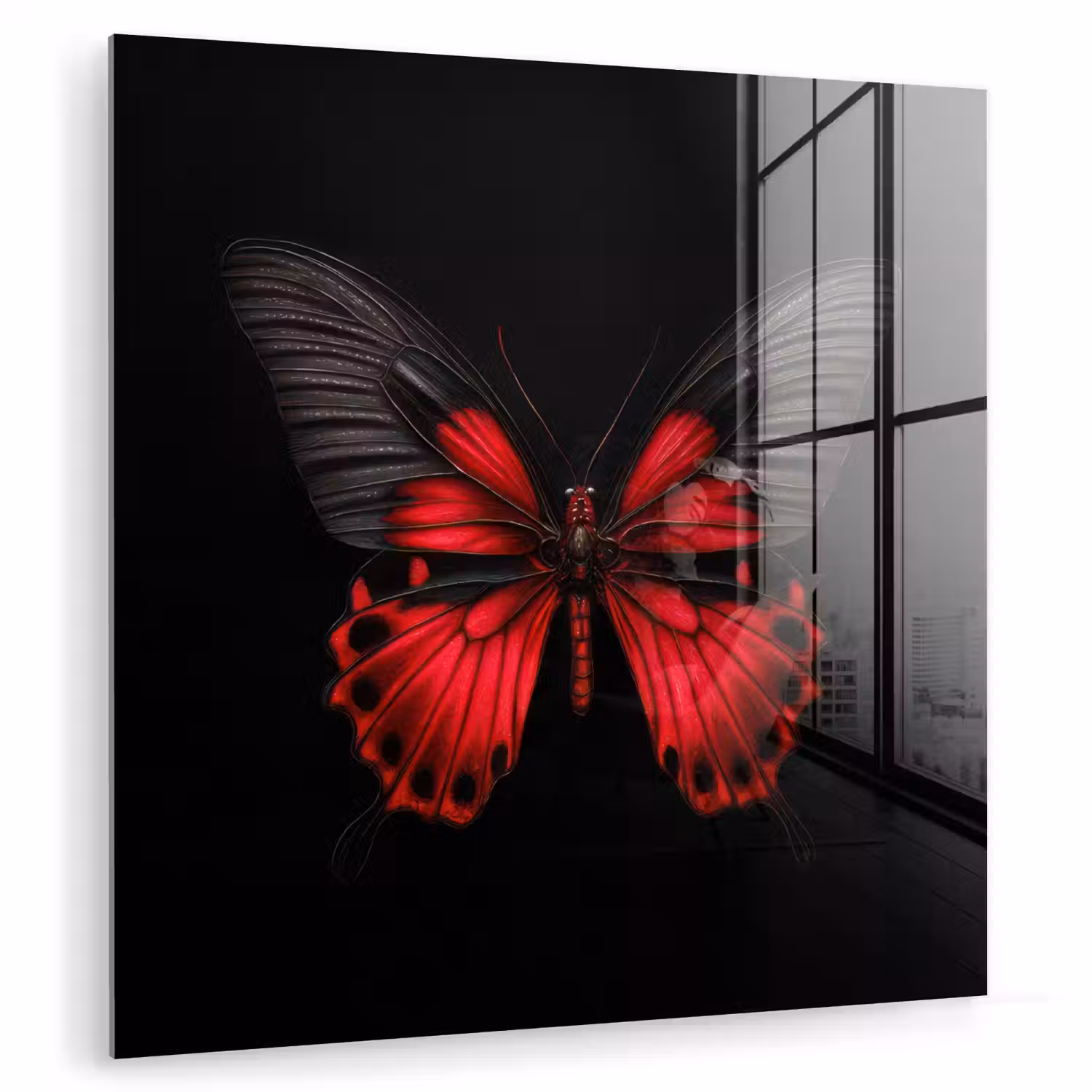 Vlinder - Rood - Contrast plexiglas 5mm klein -zzzproduct_nieuw