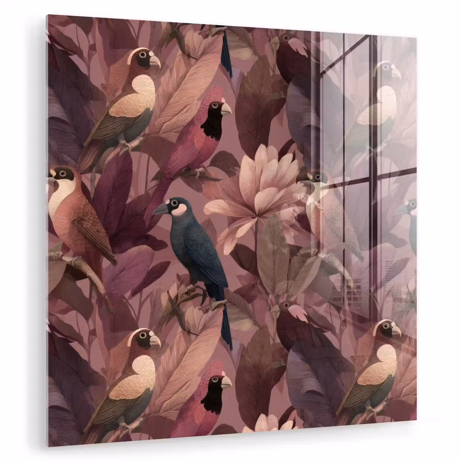 Vogels - Bladeren - Roze plexiglas 5mm klein 11 -zzzproduct_nieuw