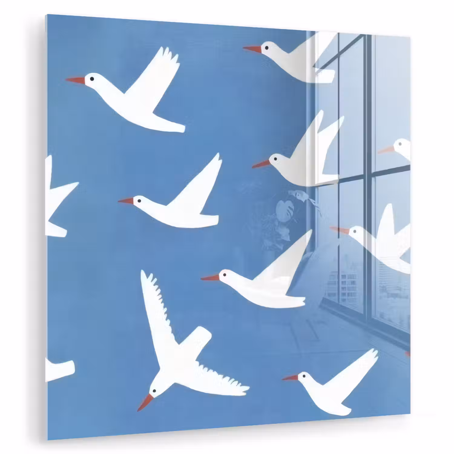 Vogels - Wit - Patroon plexiglas 5mm klein -zzzproduct_nieuw