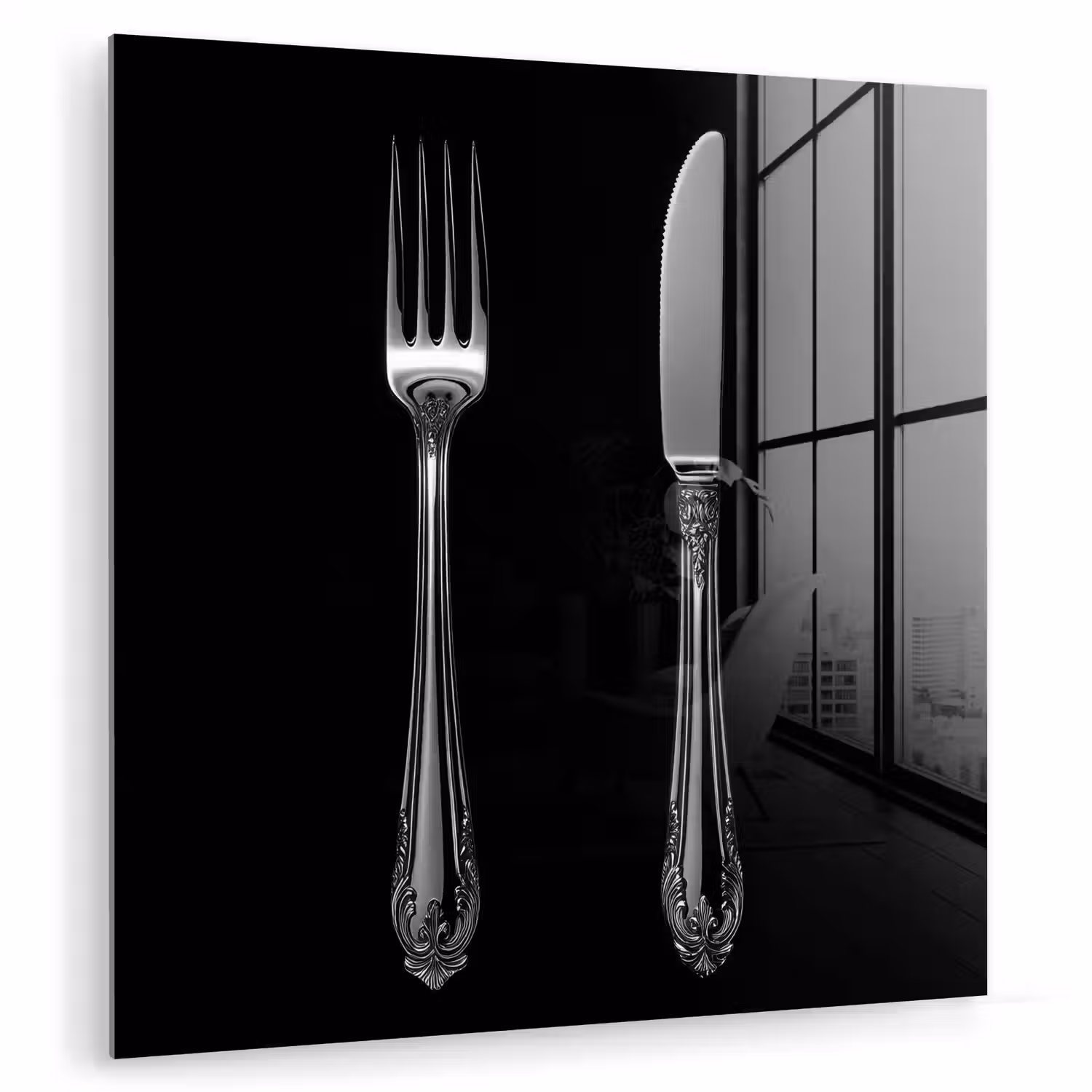 Vork - Mes - Zilver plexiglas 5mm klein -zzzproduct_nieuw
