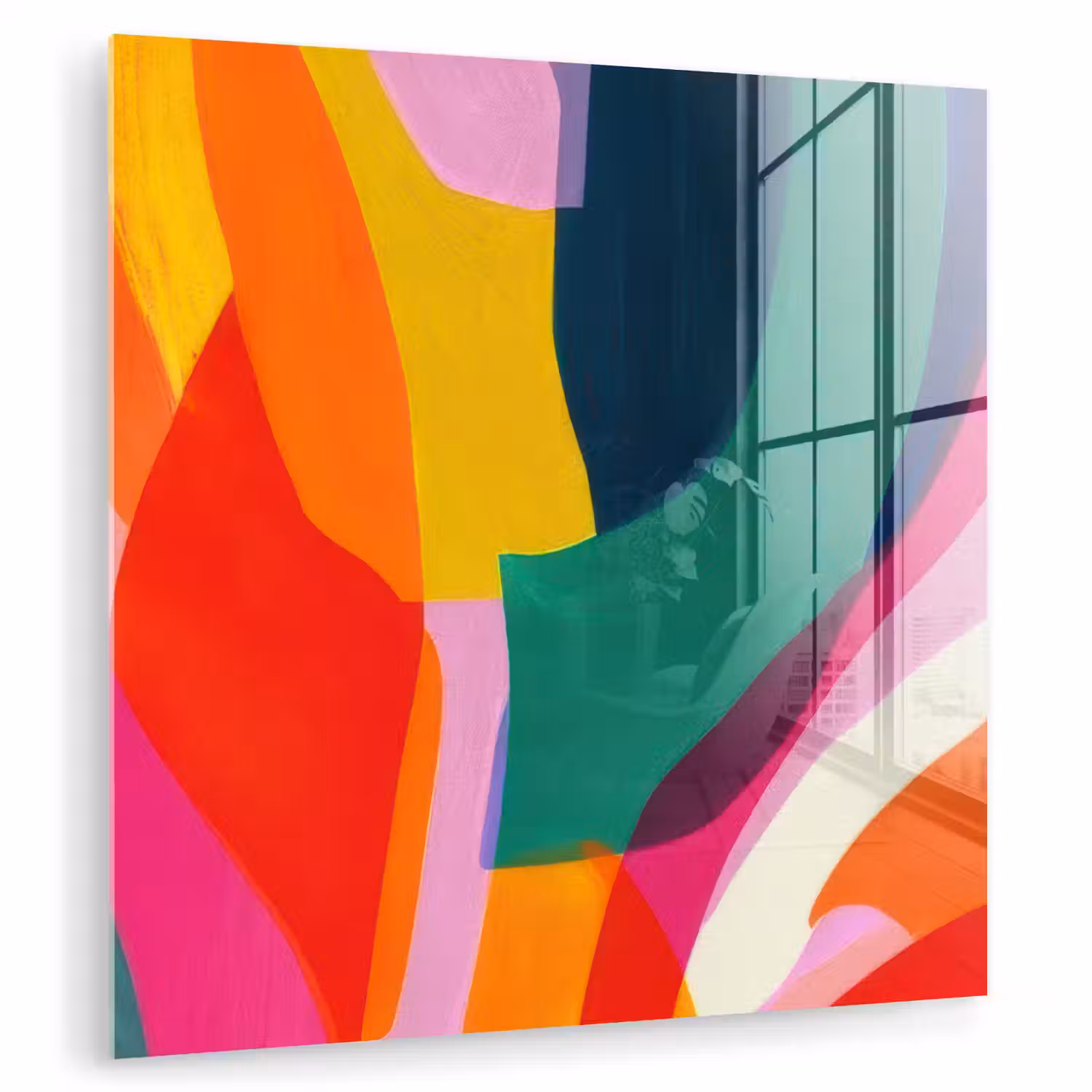Vormen - Golvend - Abstract - Felroze plexiglas 5mm klein -zzzproduct_nieuw