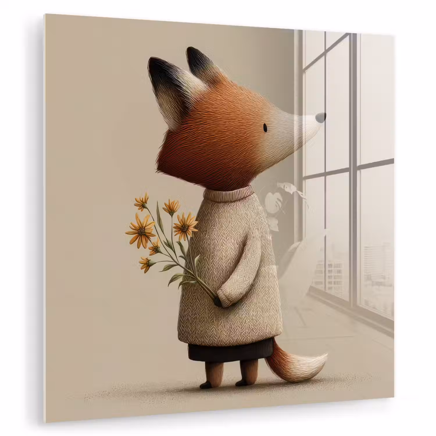 Vos - Gele bloemen - Minimalistisch plexiglas 5mm klein -zzzproduct_nieuw