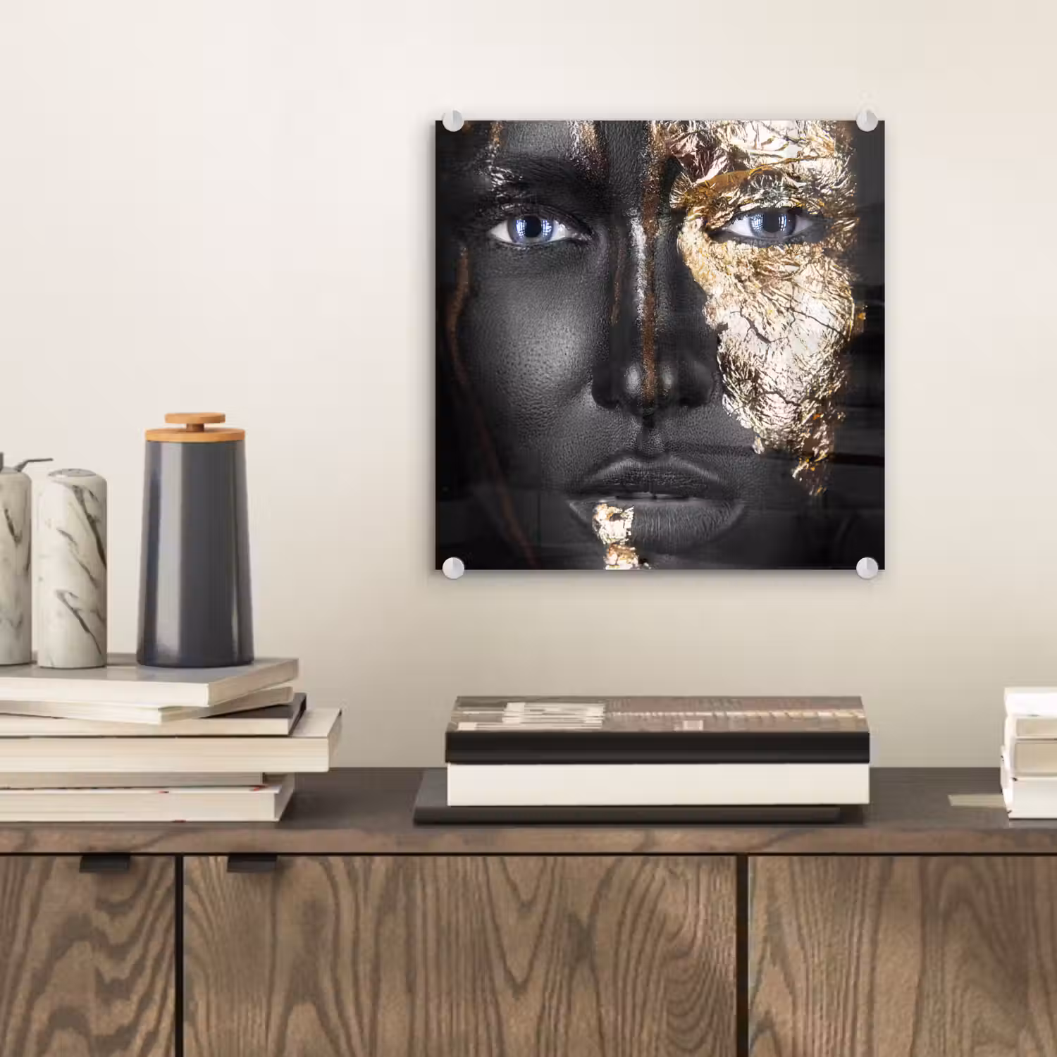 Vrouw - Bladgoud - Zwart - Goud - Luxe plexiglas 5mm klein -sfeer1