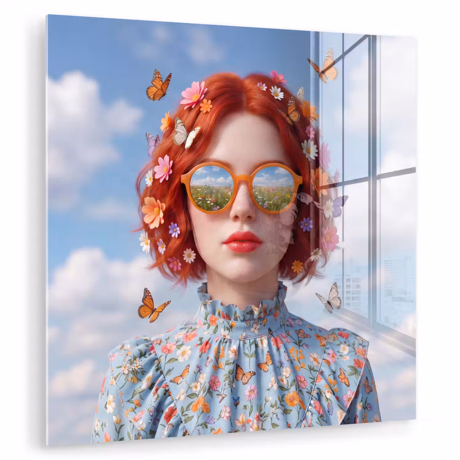 Vrouw - Bloemen - Zomer - Portret - Kleurrijk plexiglas 5mm klein -zzzproduct_nieuw