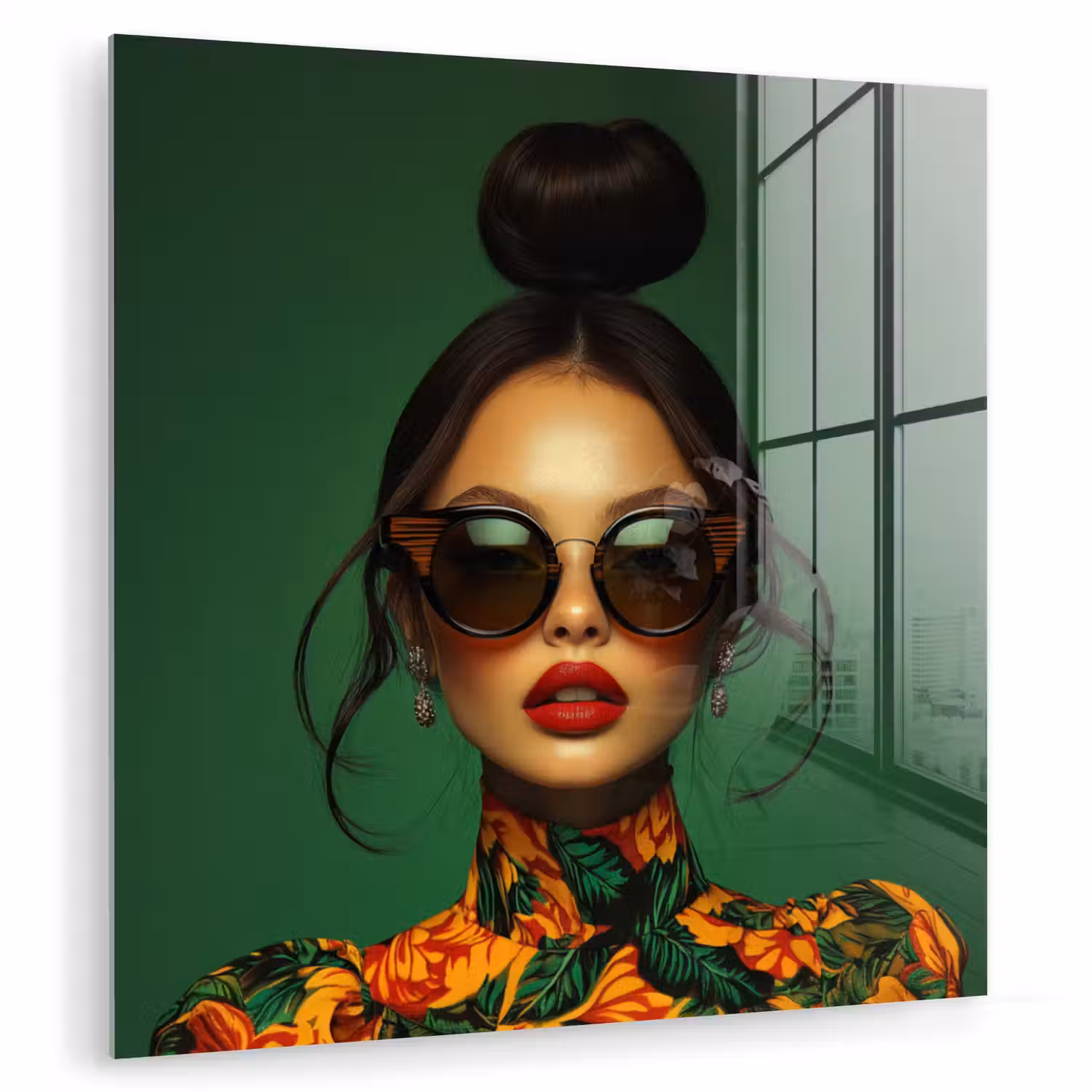Vrouw - Groen - Modern - Bril - Abstract plexiglas 5mm klein -zzzproduct_nieuw