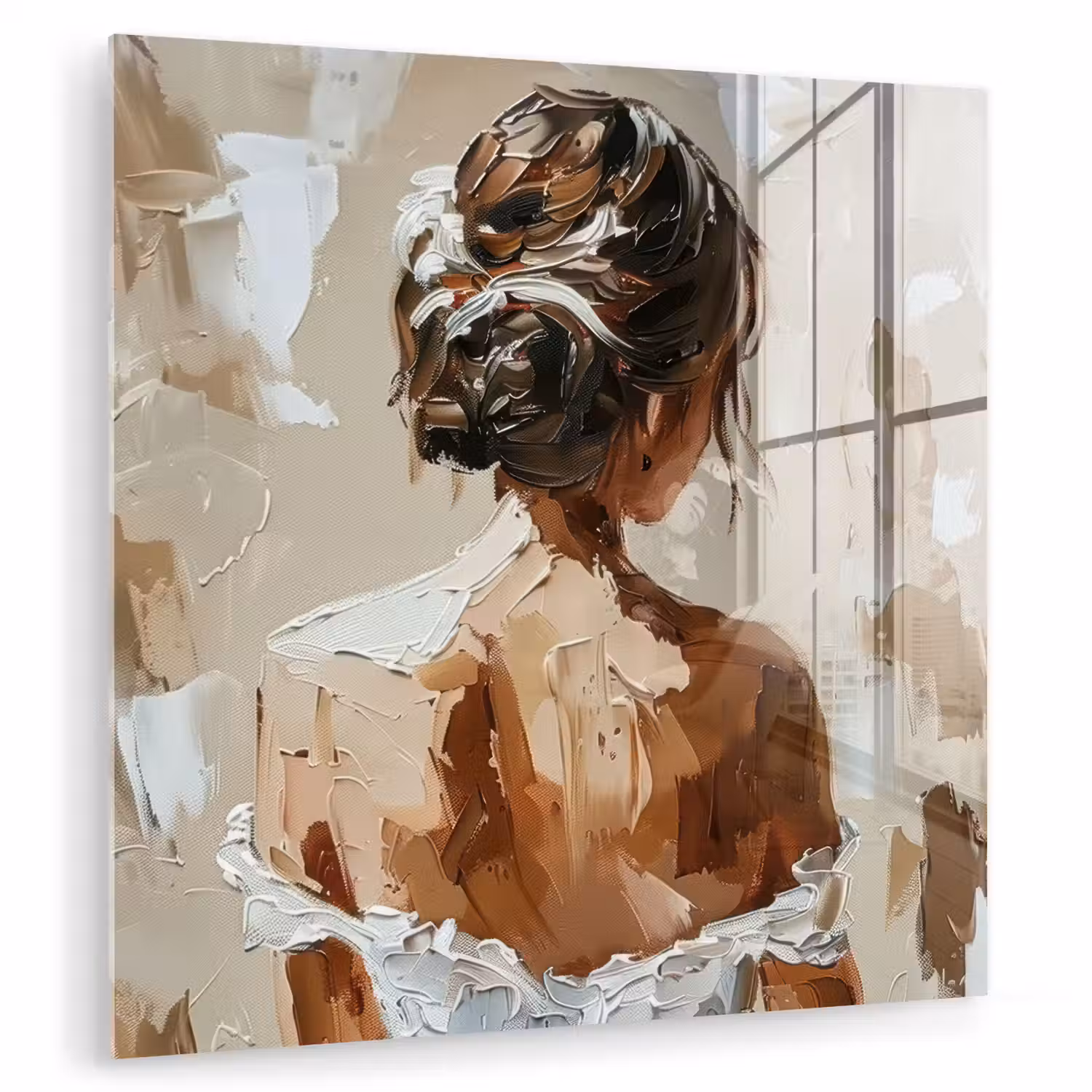 Vrouw - Verf - Abstract - Beige - Modern plexiglas 5mm klein -zzzproduct_nieuw