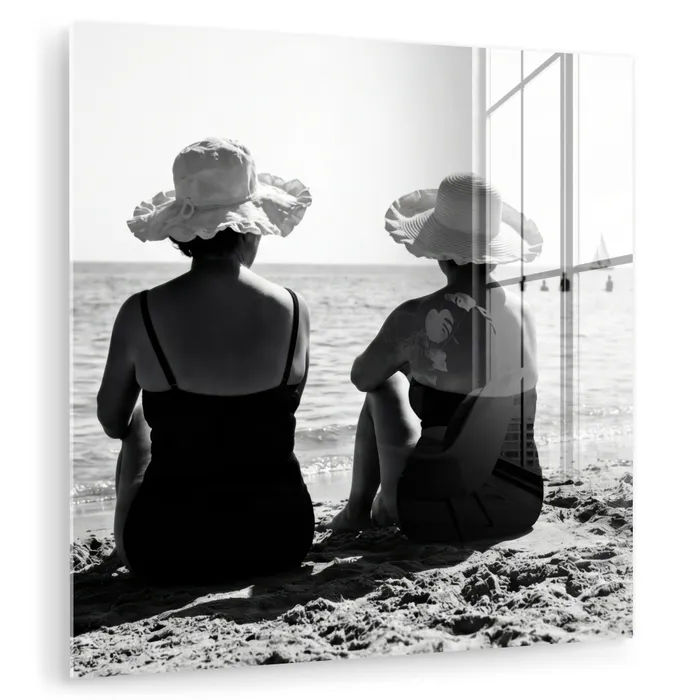 Vrouwen - Zonnehoed - Strand - Zwart - Wit plexiglas 5mm klein -zzzproduct_nieuw