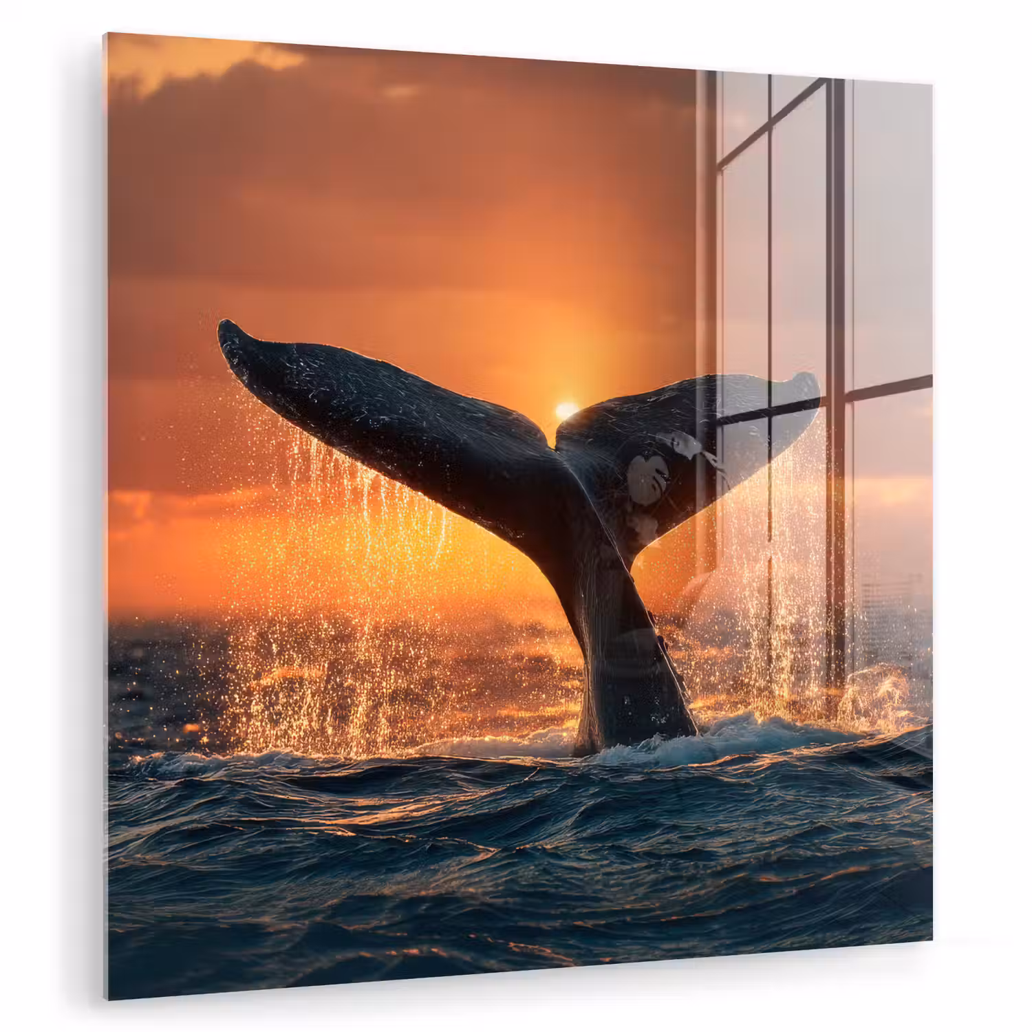Walvis staart - Water - Zonsondergang plexiglas 5mm klein -zzzproduct_nieuw
