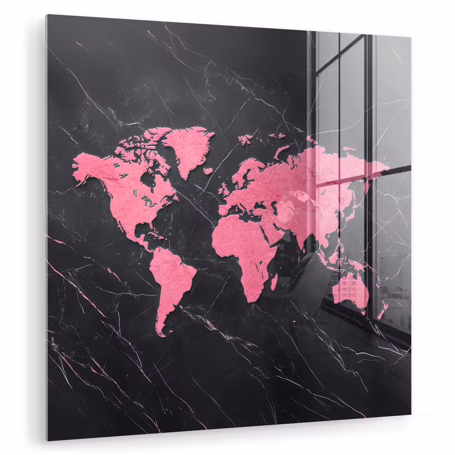 Wereldkaart - Roze - Marmer plexiglas 5mm klein -zzzproduct_nieuw
