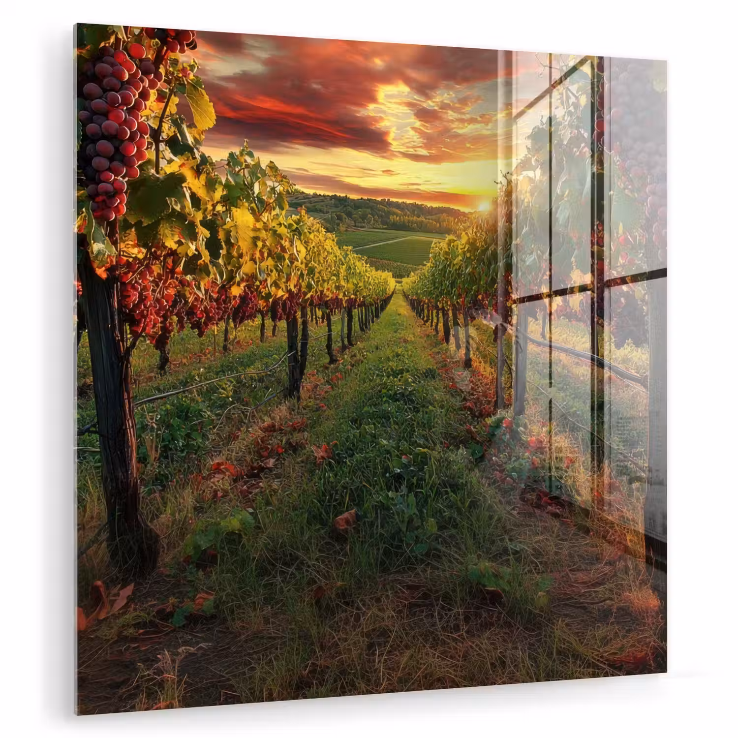 Wijngaard - Druiven - Zonsondergang plexiglas 5mm klein -zzzproduct_nieuw