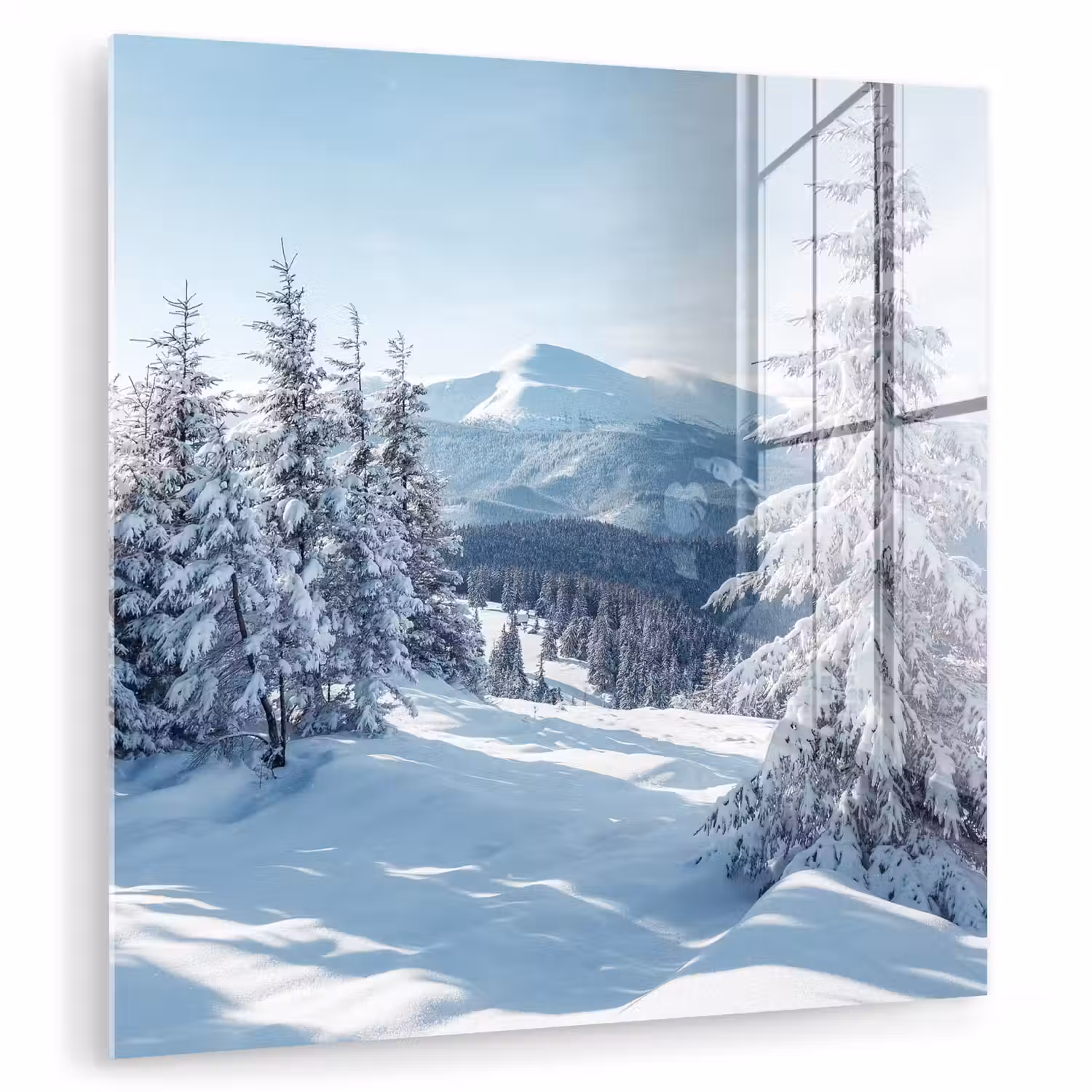 Winterlandschap - Natuur - Berg - Bomen - Sneeuw plexiglas 5mm klein -zzzproduct_nieuw