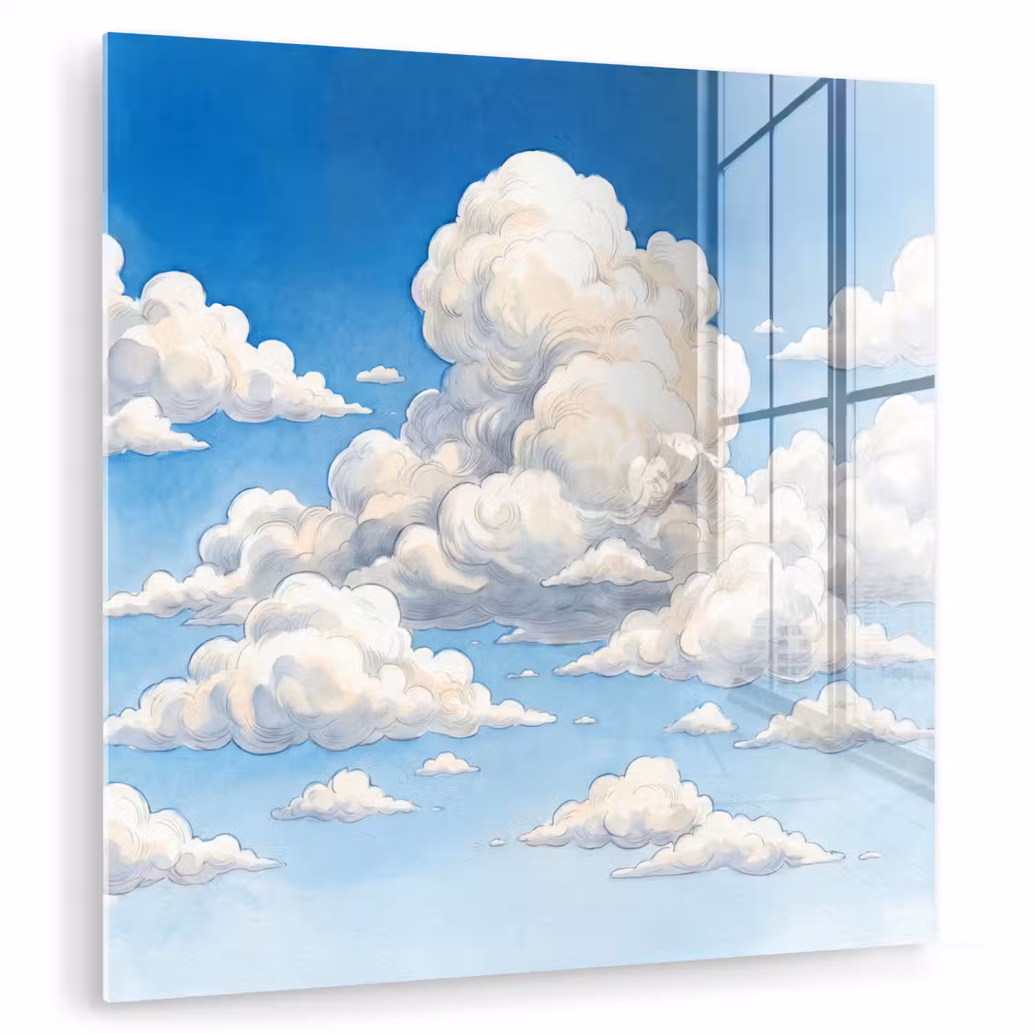 Wolken - Blauwe lucht - Natuur - Modern - Wit plexiglas 5mm klein -zzzproduct_nieuw