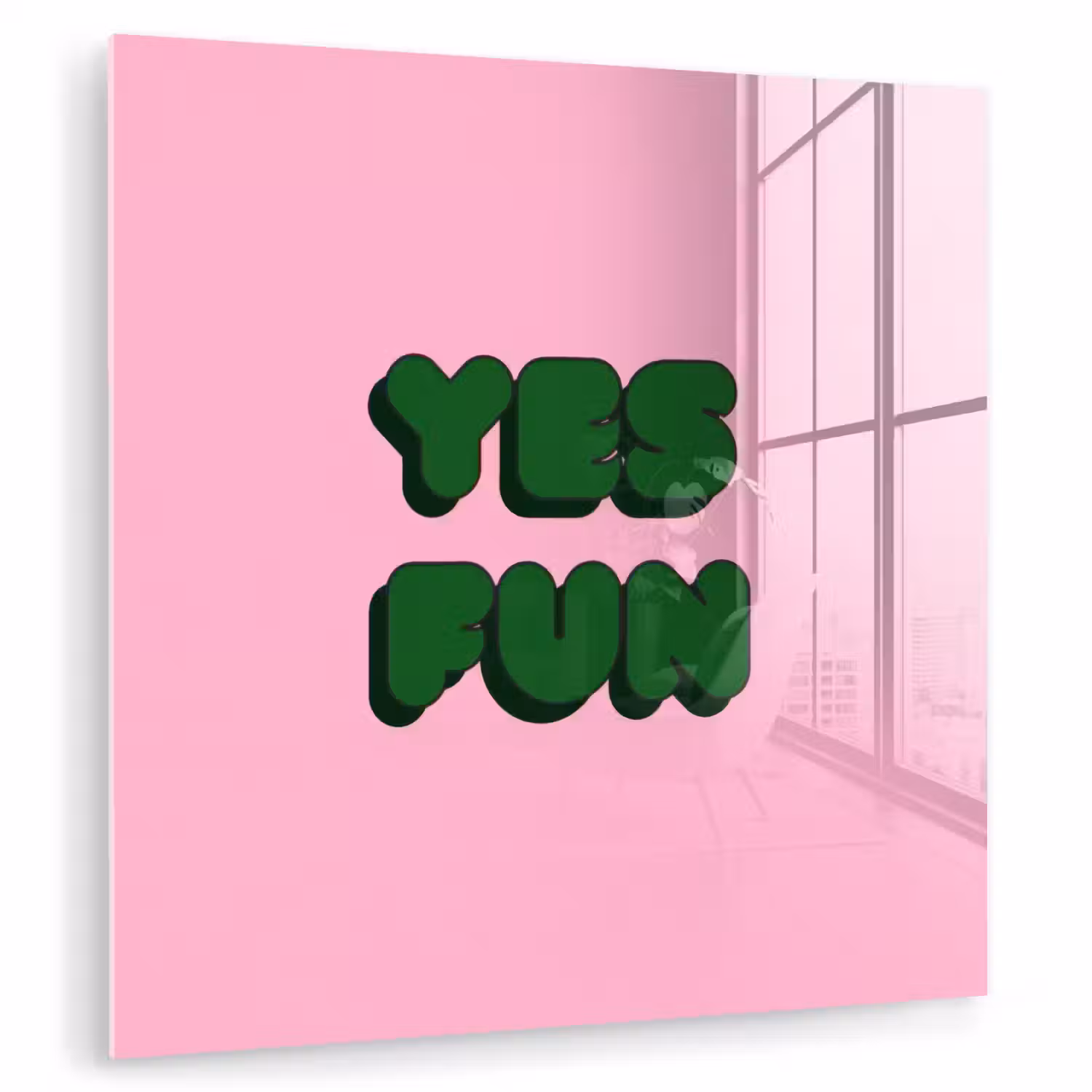 Yes fun - Groen - Roze plexiglas 5mm klein -zzzproduct_nieuw