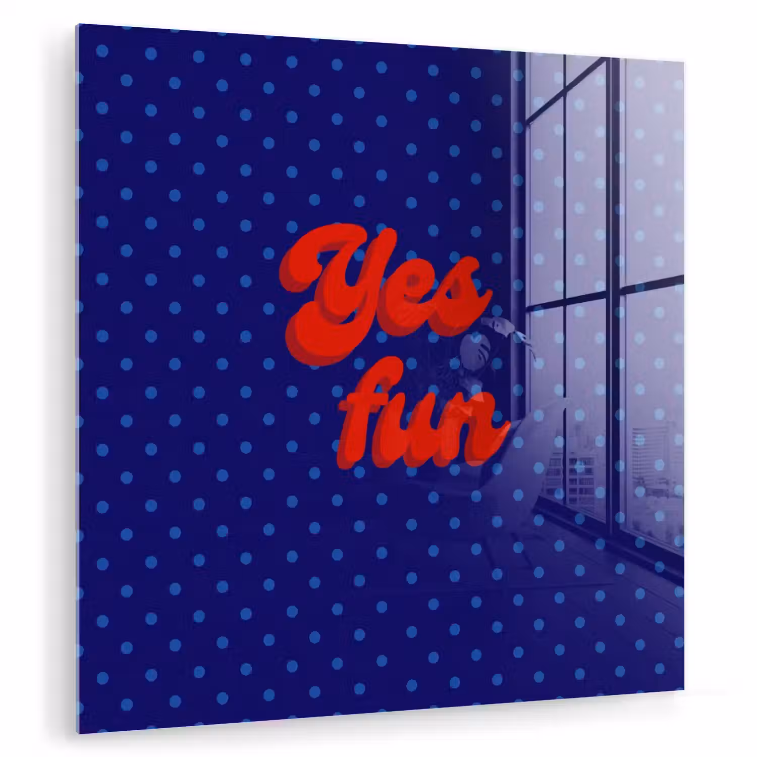 Yes fun - Rood - Blauw - Stippen plexiglas 5mm klein -zzzproduct_nieuw
