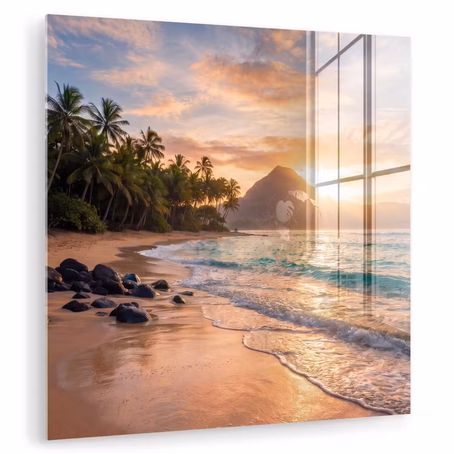 Zee - Berg - Landschap - Tropisch - Goud plexiglas 5mm klein -zzzproduct_nieuw