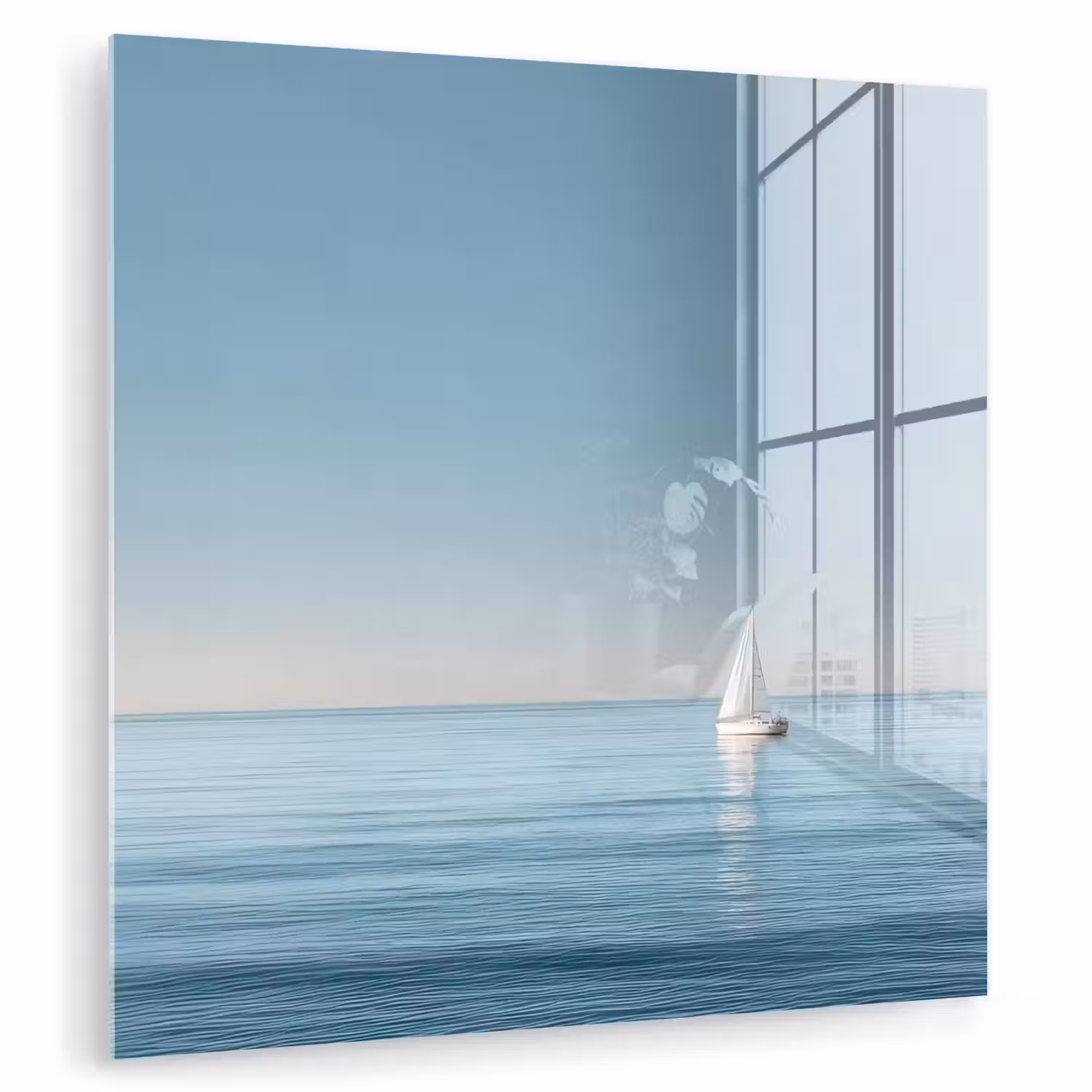 Zeilbootje - Kalme zee - Helderblauwe hemel plexiglas 5mm klein -zzzproduct_nieuw