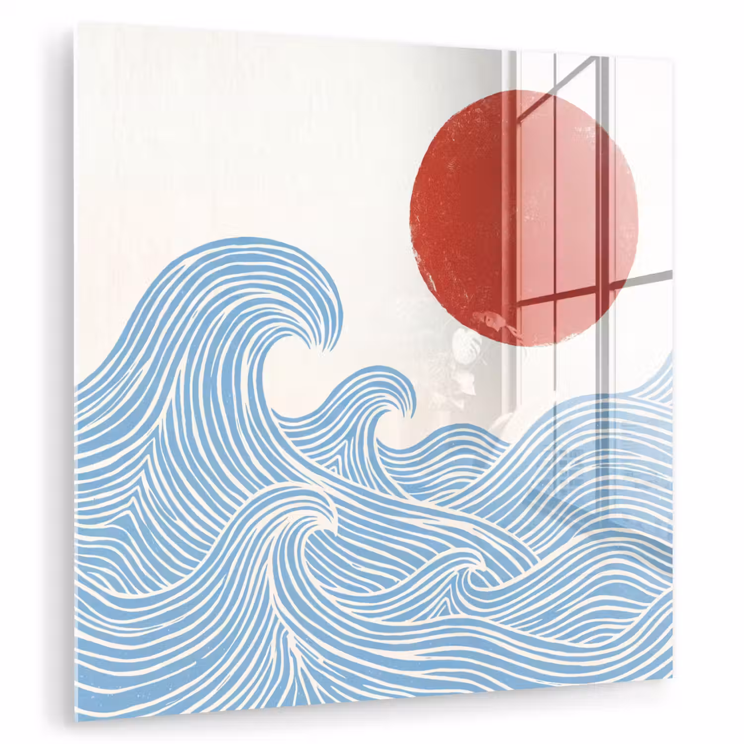 Zon - Golven - Oceaan - Abstract - Rood plexiglas 5mm klein -zzzproduct_nieuw