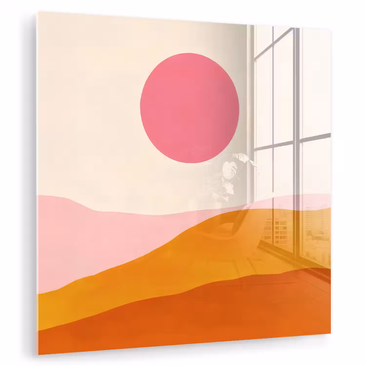 Zon - Heuvels - Abstract - Roze plexiglas 5mm klein -zzzproduct_nieuw