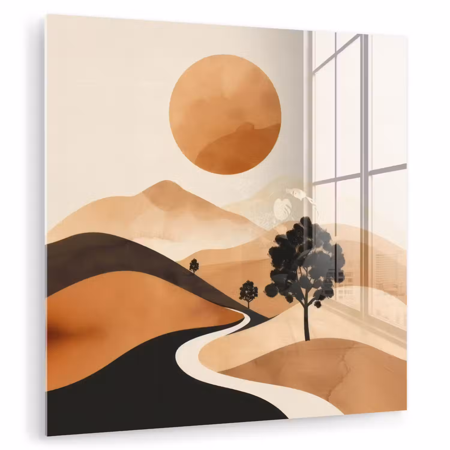 Zon - Heuvels - Boom - Abstract plexiglas 5mm klein -zzzproduct_nieuw