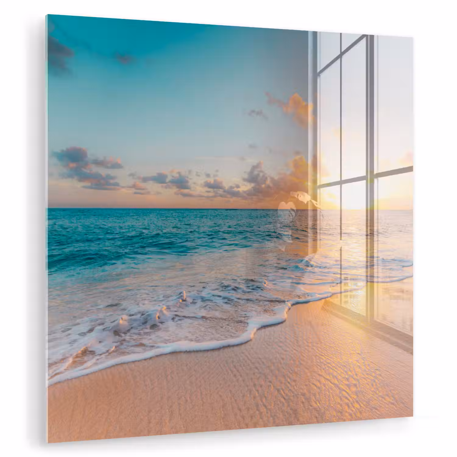Zonsondergang - Strand - Zee - Zomer - Blauw plexiglas 5mm klein -zzzproduct_nieuw