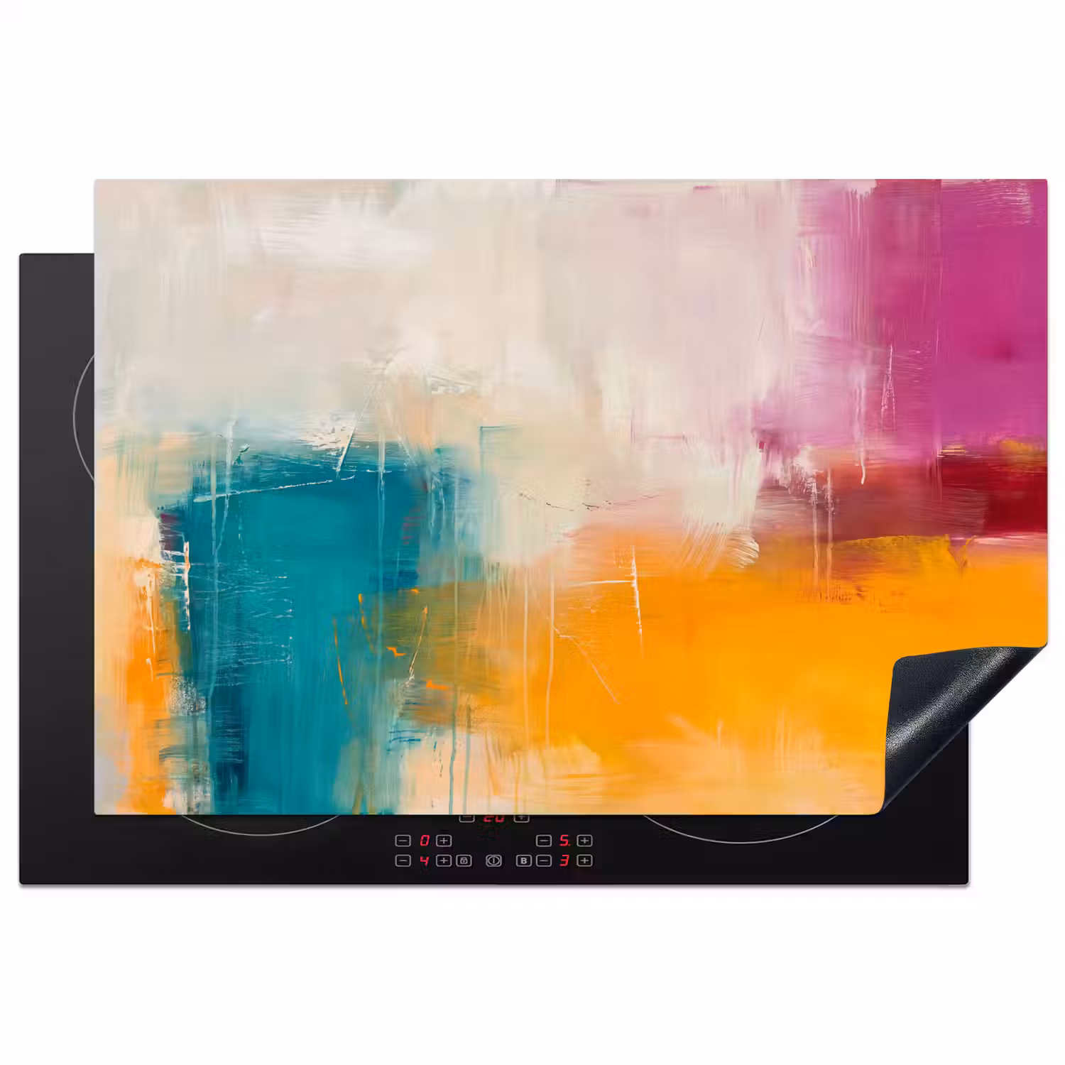 Abstract - Kleurrijk - Modern - Kunst - Oranje Inductie beschermer vinyl 3mm klein -3d