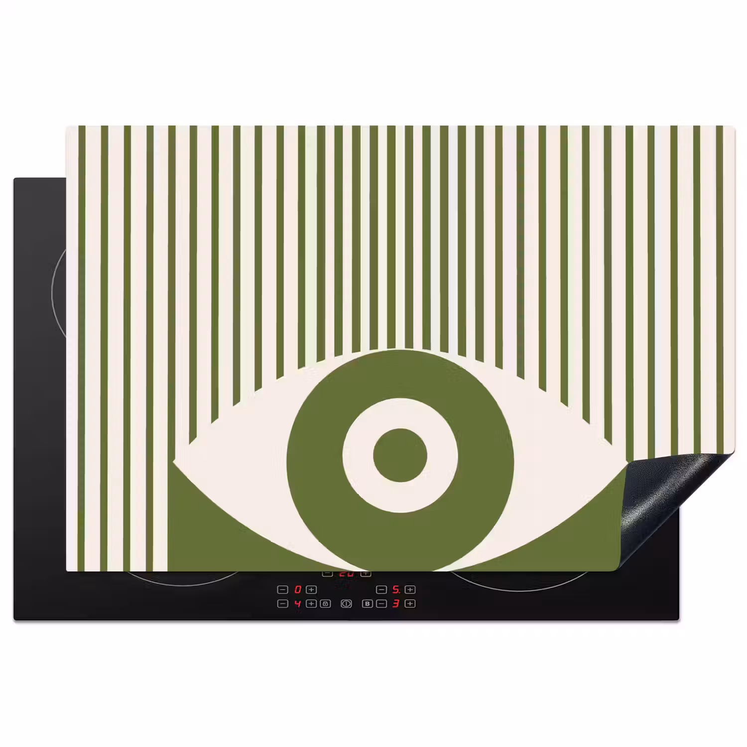 Abstract - Oog - Strepen - Modern - Groen Inductie beschermer vinyl 3mm klein -3d