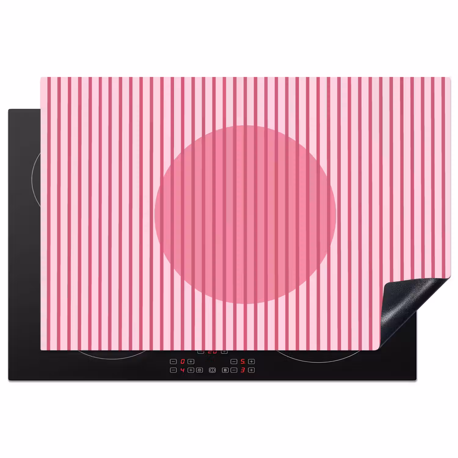 Abstract - Strepen - Ovaal - Roze - Modern Inductie beschermer vinyl 3mm klein -3d