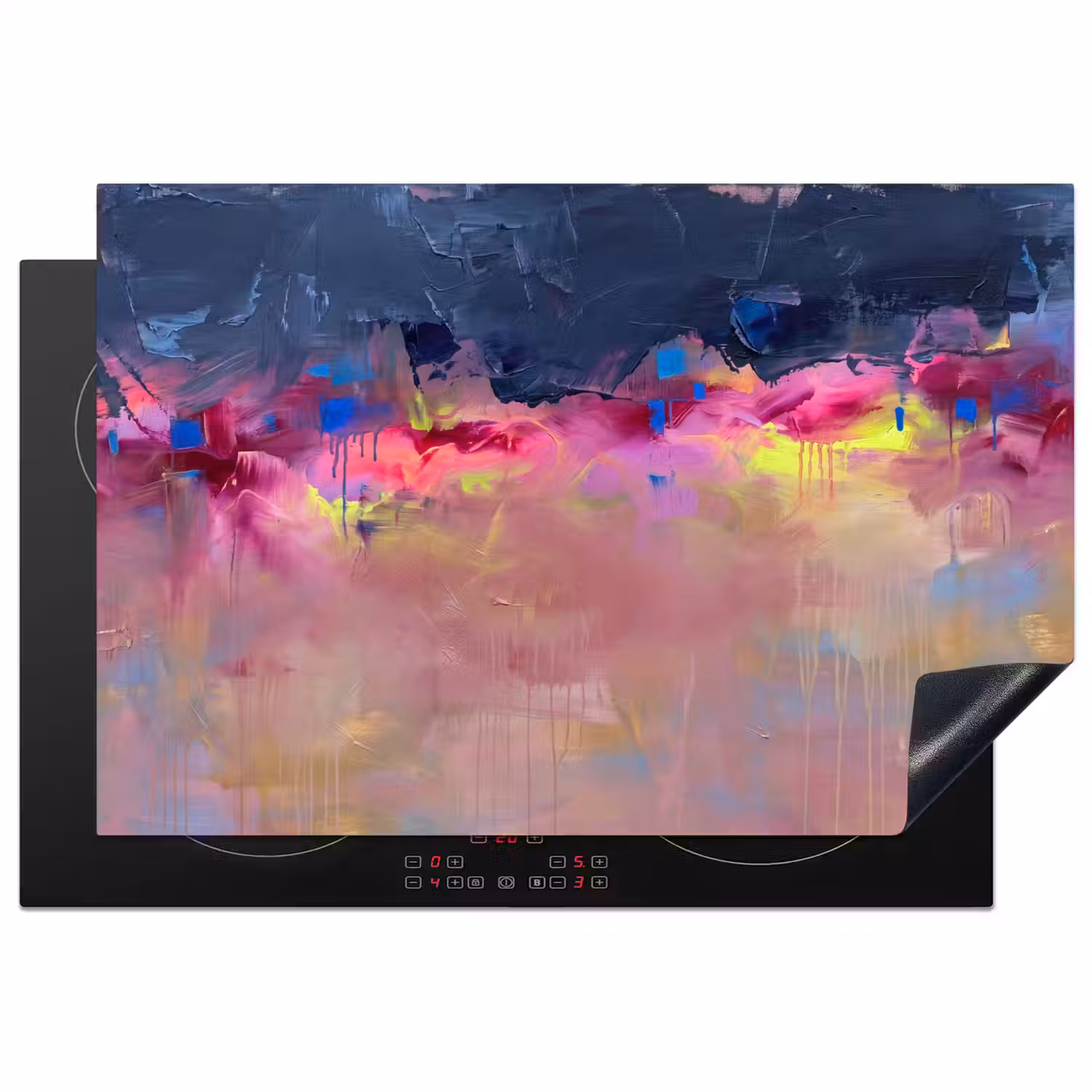 Abstract - Textuur - Kleuren - Modern - Roze Inductie beschermer vinyl 3mm klein -3d