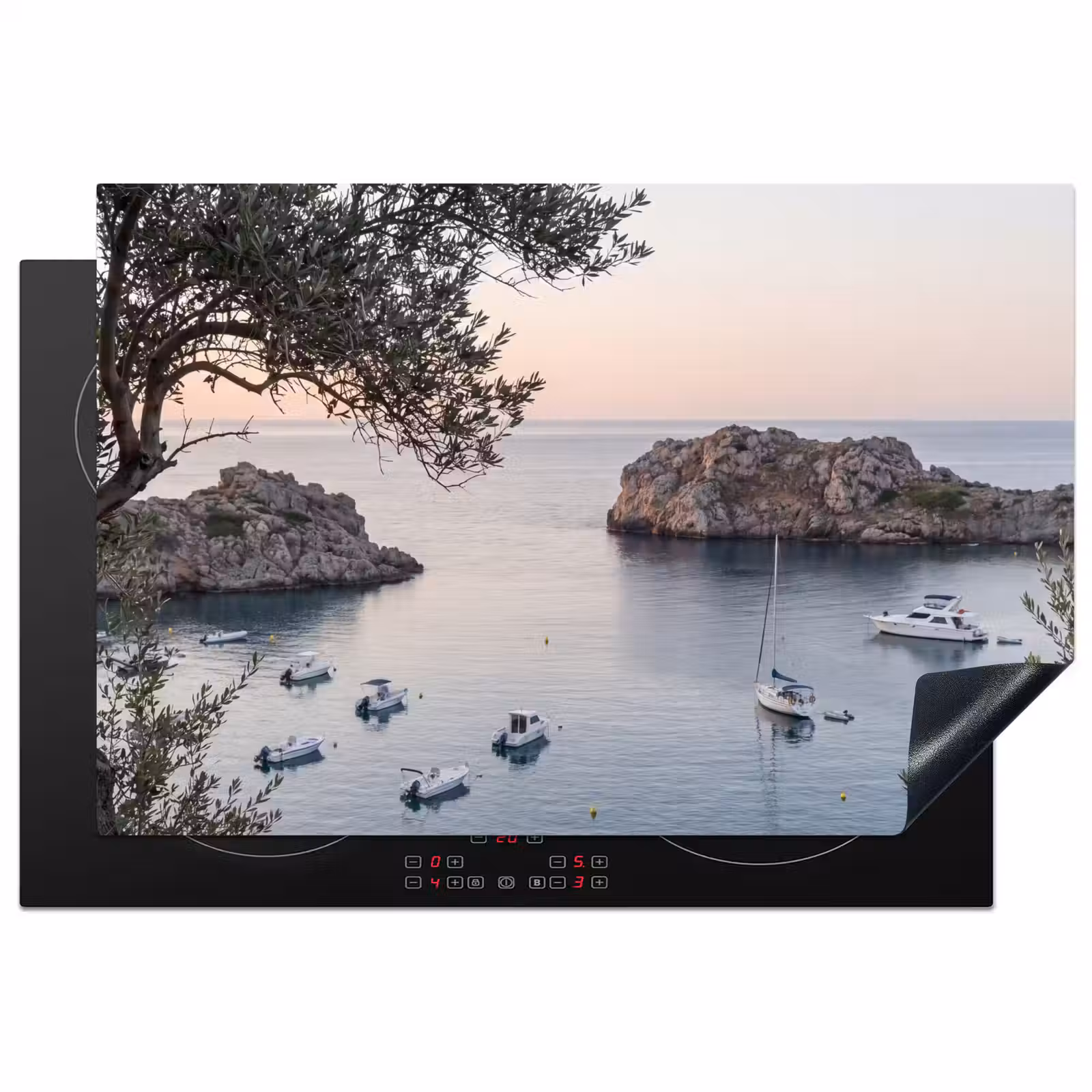 Inductiebeschermer - Baai - boten - zonsondergang - Baai - boten - zonsondergang Inductie beschermer vinyl 3mm klein