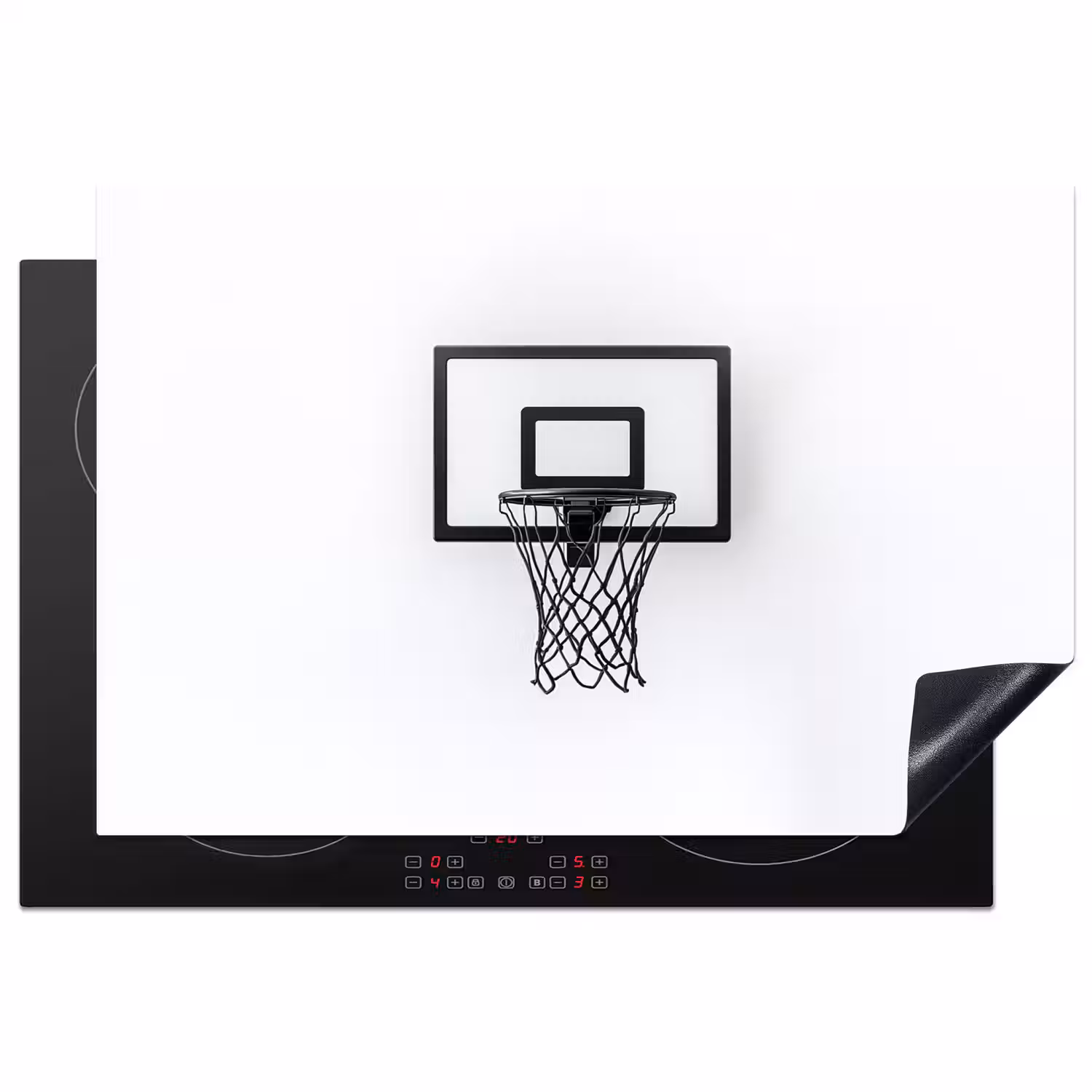 Basketbalbord - Minimalistisch - Zwart Inductie beschermer vinyl 3mm klein -3d