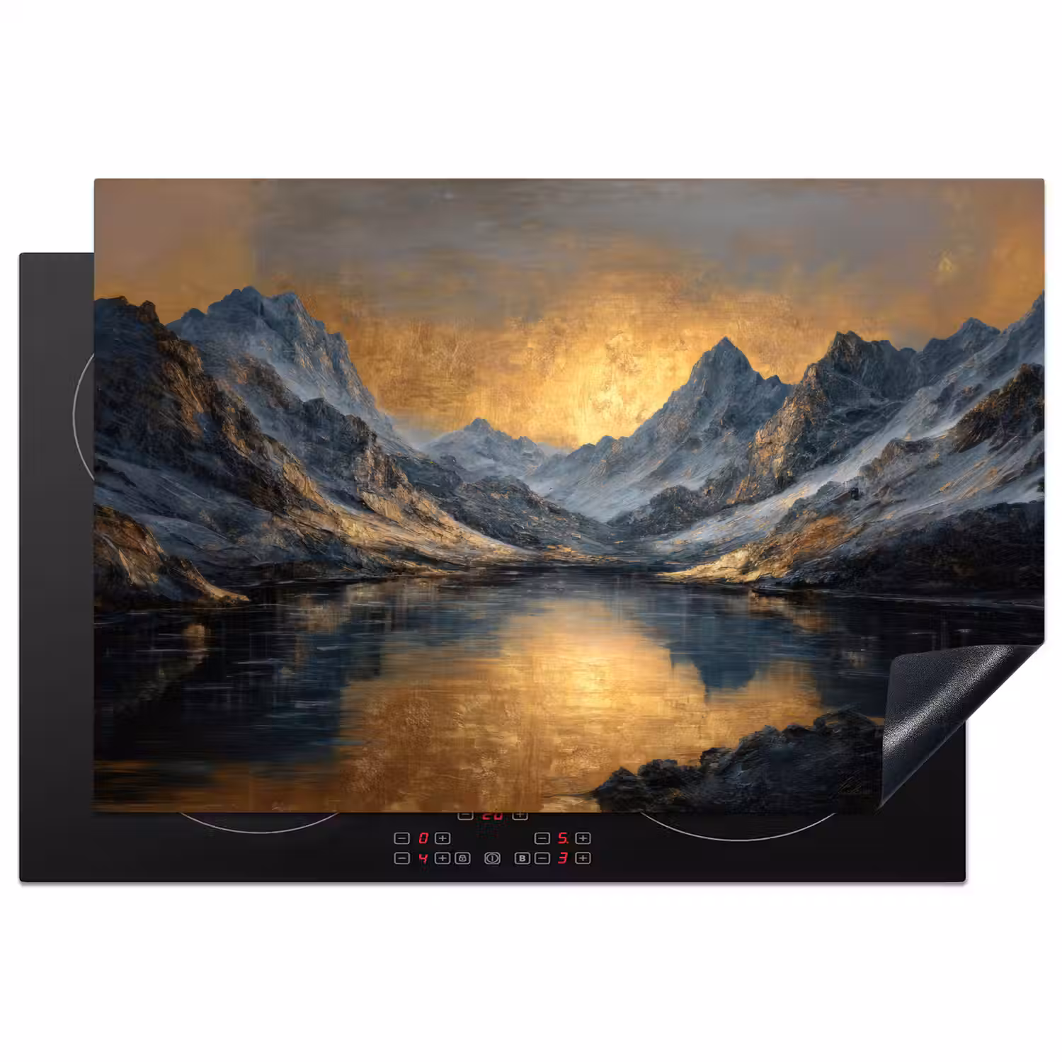 Berglandschap met Gouden Zonsondergang Inductie beschermer vinyl 3mm klein -3d
