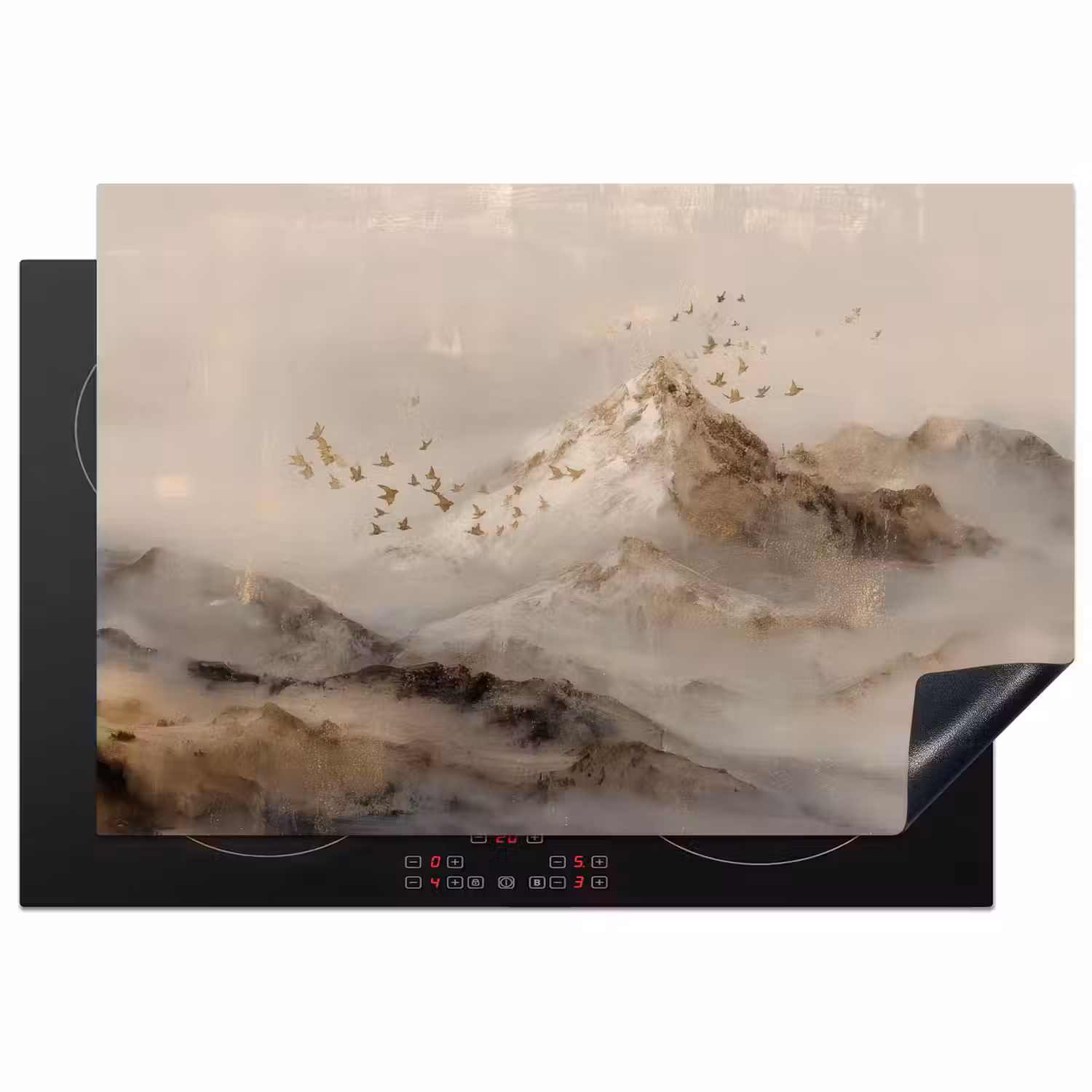 Berglandschap - Mist - Penseelstreken Inductie beschermer vinyl 3mm klein -3d