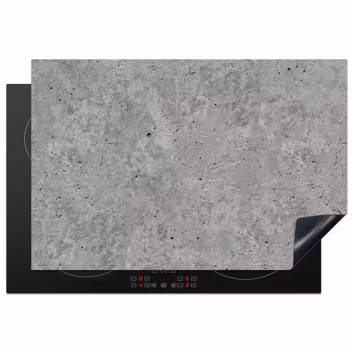 Beton - Leisteen - Grijs - Betonstructuur Inductie beschermer vinyl 3mm klein -3d