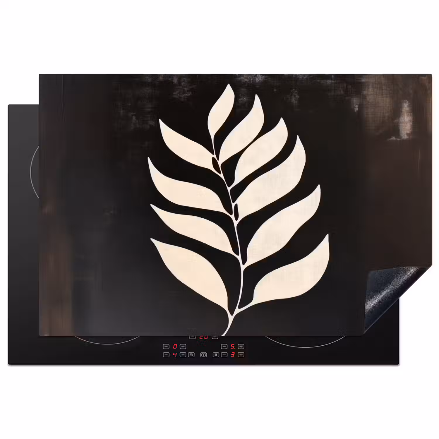 Blad - Wit - Minimalistisch Inductie beschermer vinyl 3mm klein -3d