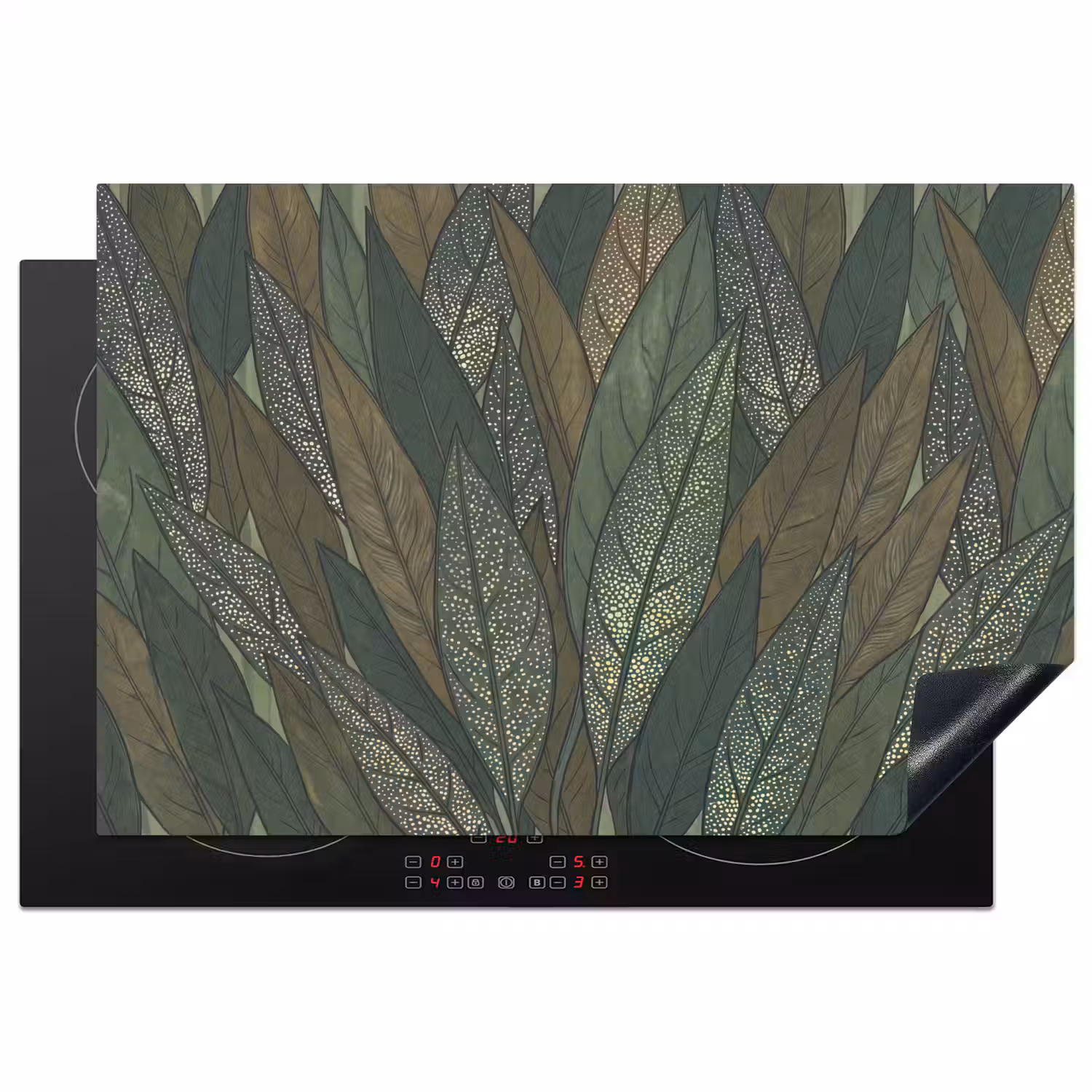Bladeren - Patroon - Gestippeld - Natuur - Groen Inductie beschermer vinyl 3mm klein -3d